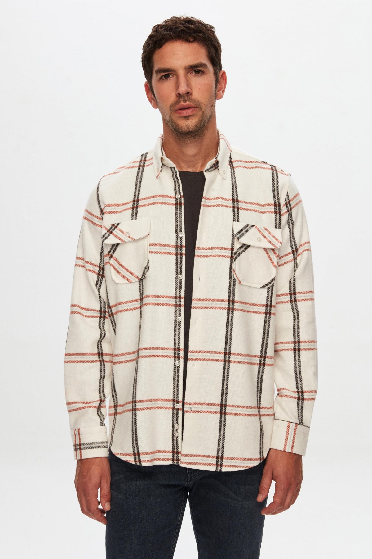 Ds Damat Regular Fit Plaid Lumberjack Shirt - Ecru