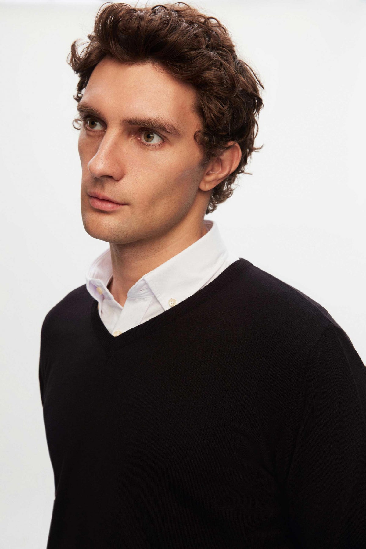 Ds Damat Regular Fit Plain V-Neck Knit Sweater - Black
