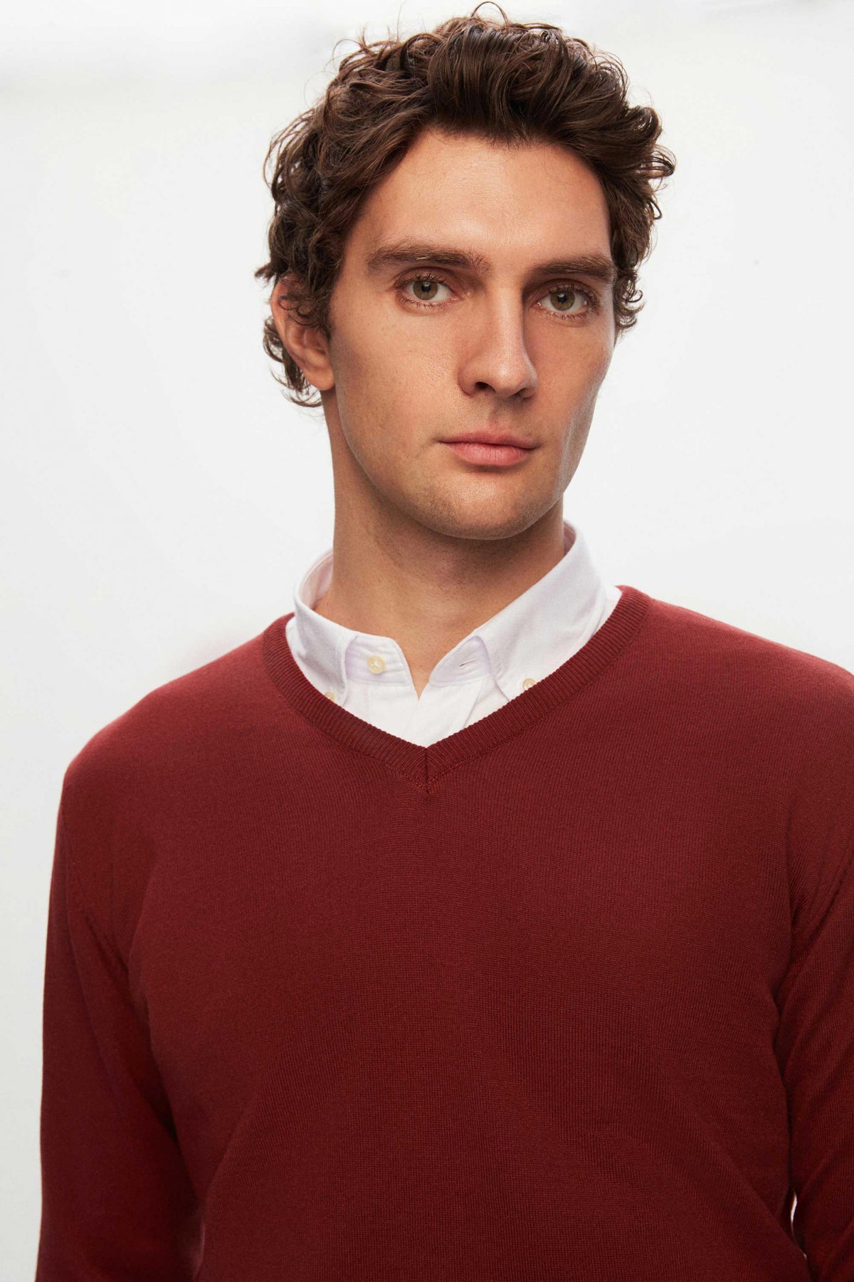 Ds Damat Regular Fit Plain V-Neck Knit Sweater - Off White