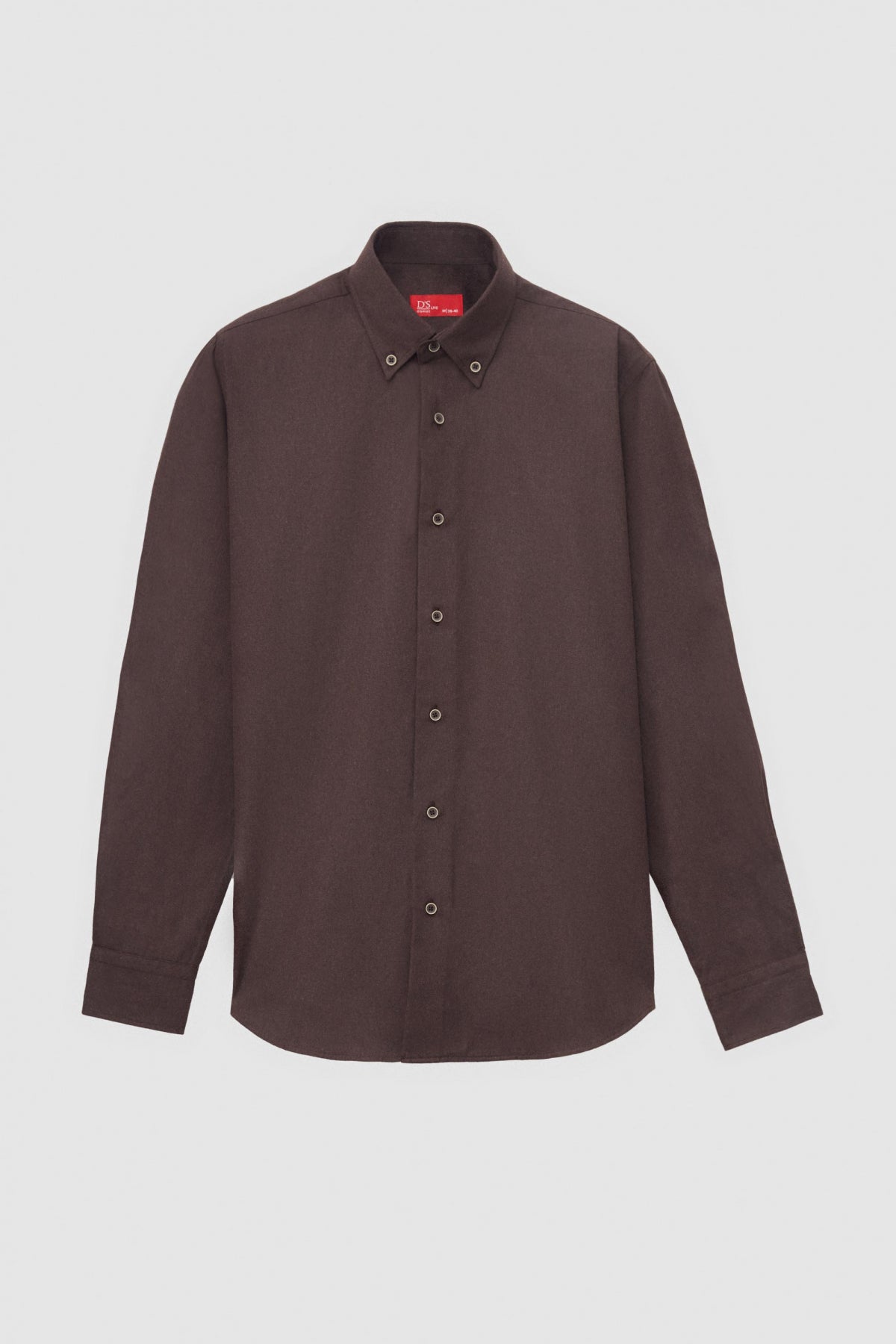 Ds Damat Regular Fit Plain Winter Flannel Shirt - Dark Coffee