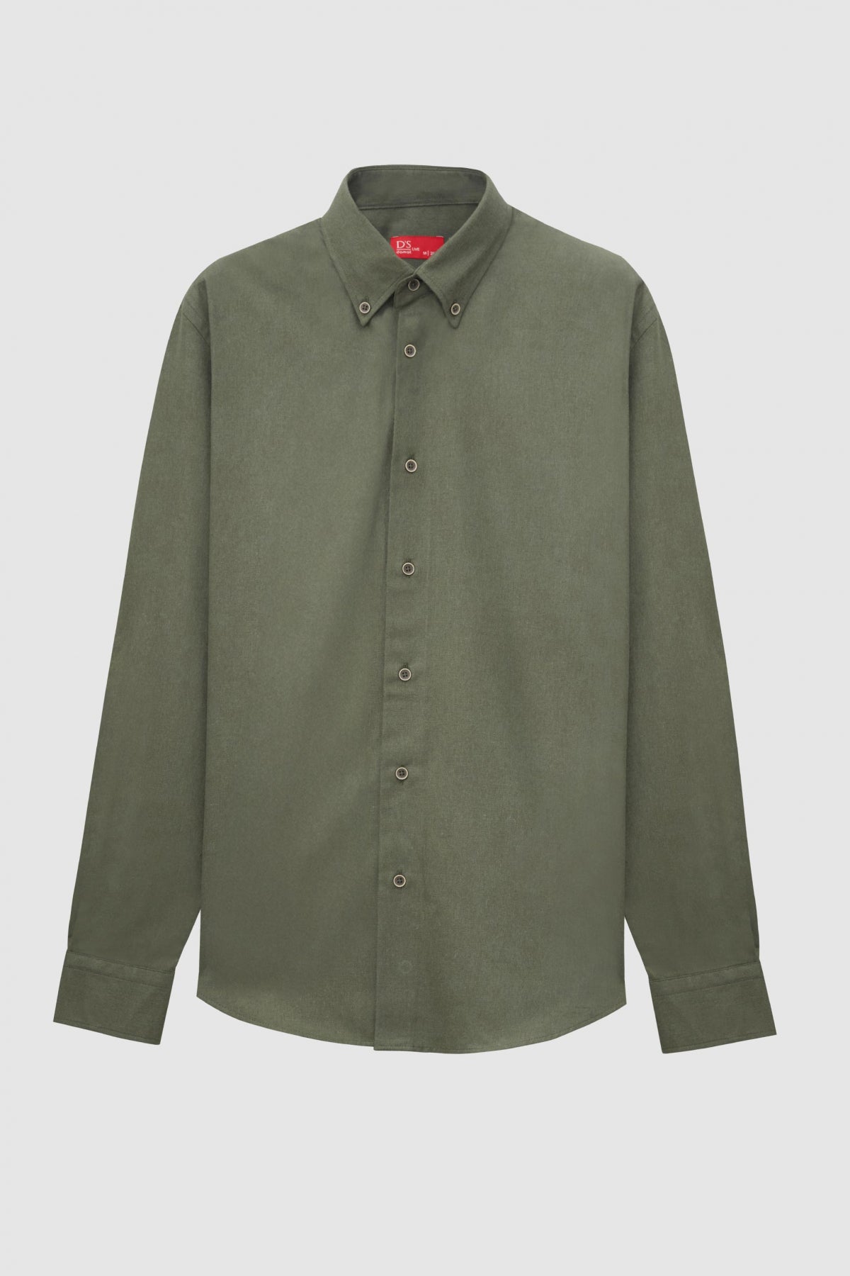 Ds Damat Regular Fit Plain Winter Flannel Shirt - Khaki