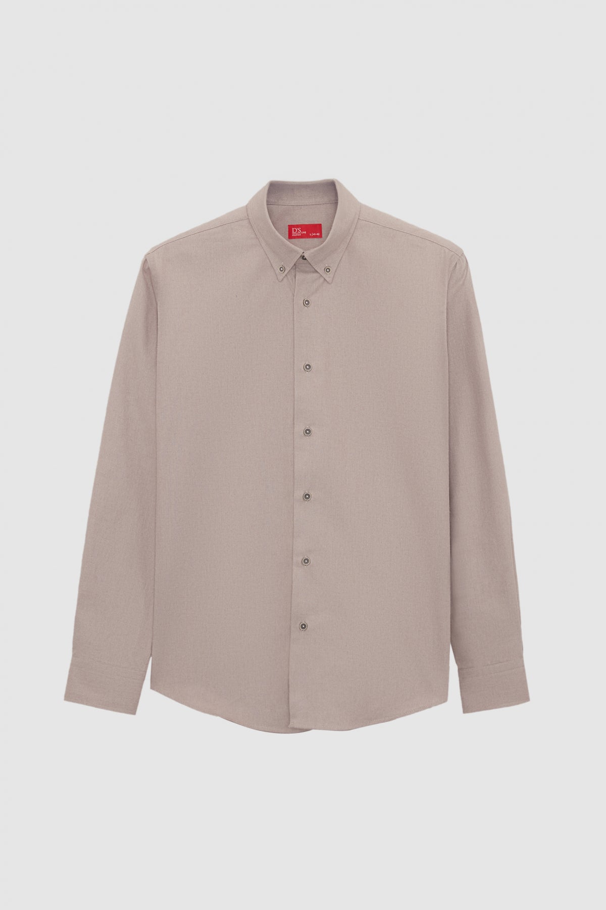 Ds Damat Regular Fit Plain Winter Flannel Shirt - Taupe