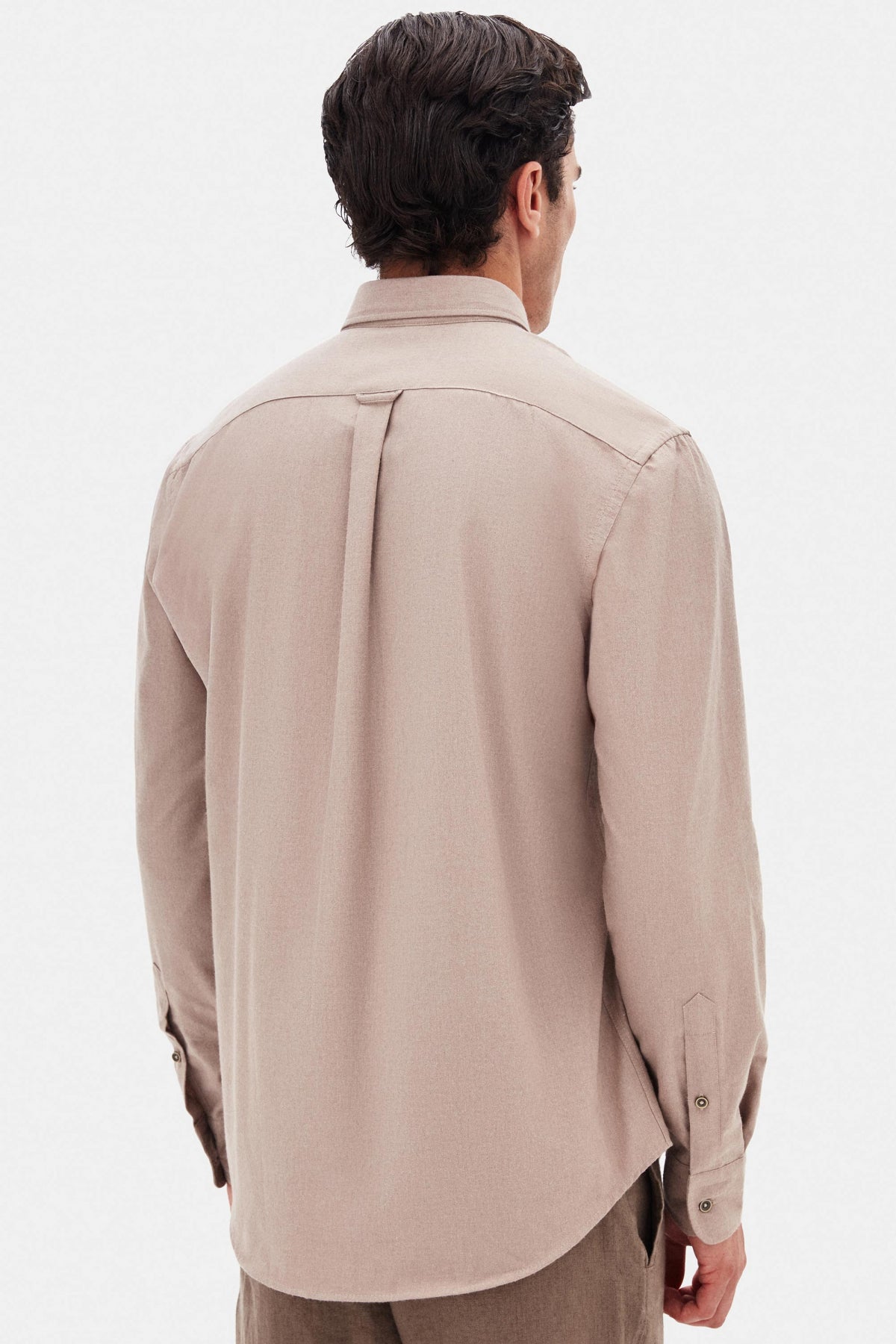 Ds Damat Regular Fit Plain Winter Flannel Shirt - Taupe