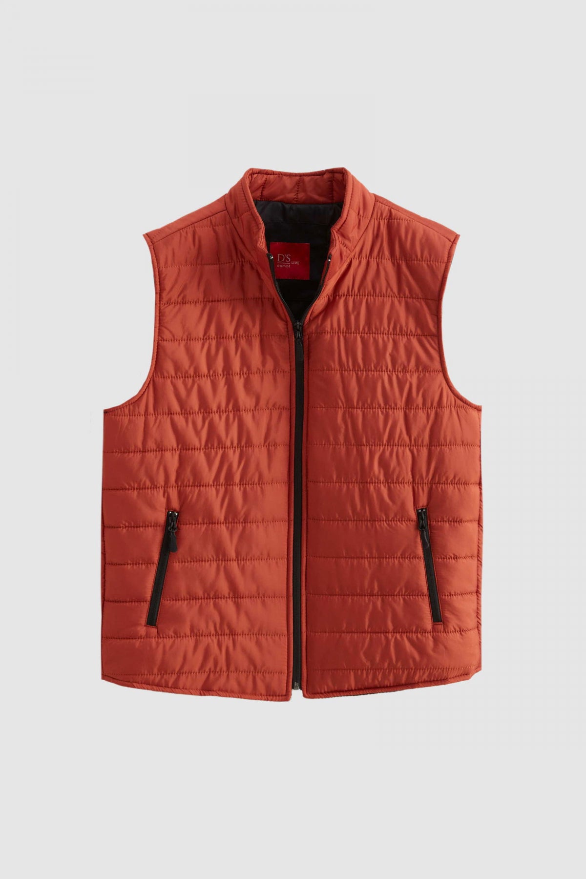 Ds Damat Regular Fit Stand Collar Fiber-Filled Seasonal Zippered Vest Jacket - Off White