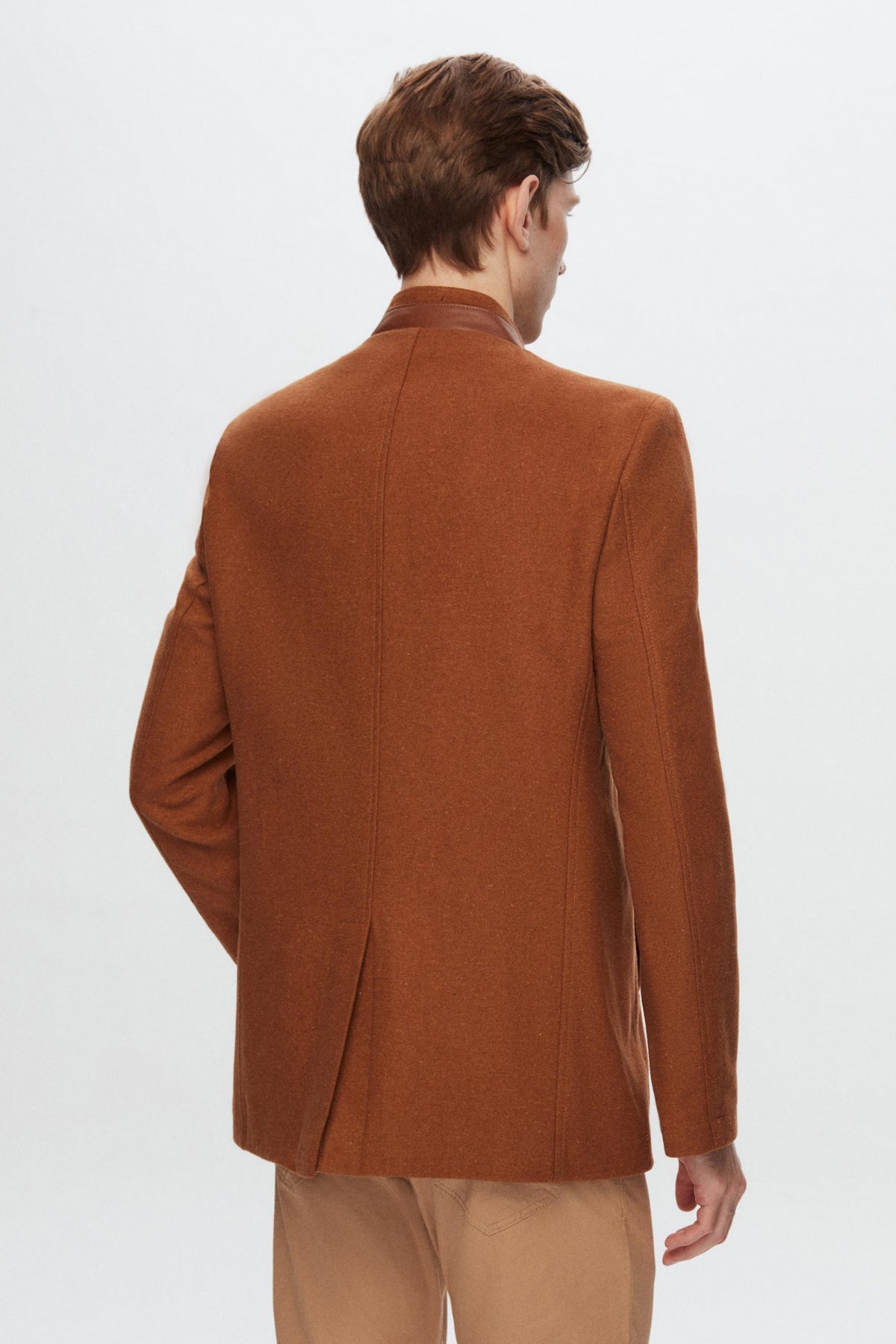 Ds Damat Regular Fit Stand Collar Wool Coat - Camel