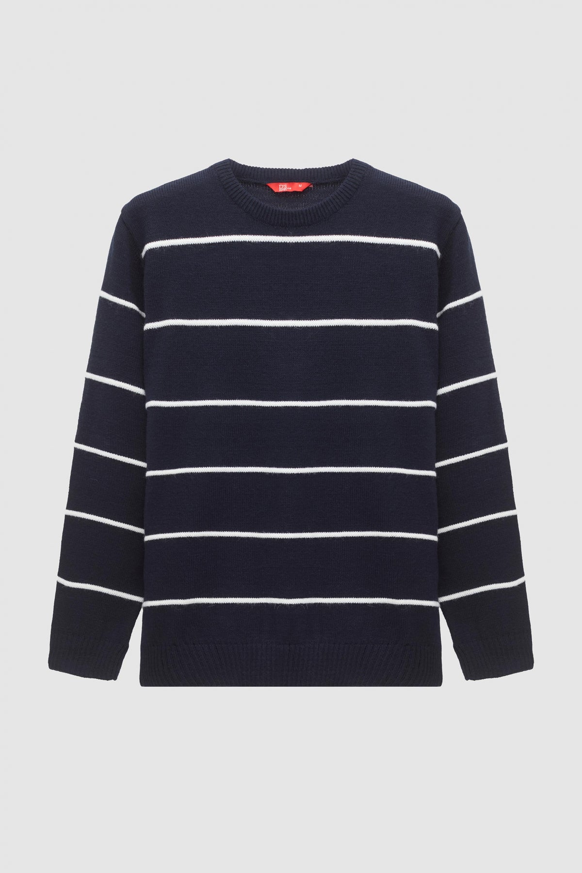 Ds Damat Regular Fit Striped Anti-Pilling Crew Neck Knit Sweater - Navy Blue
