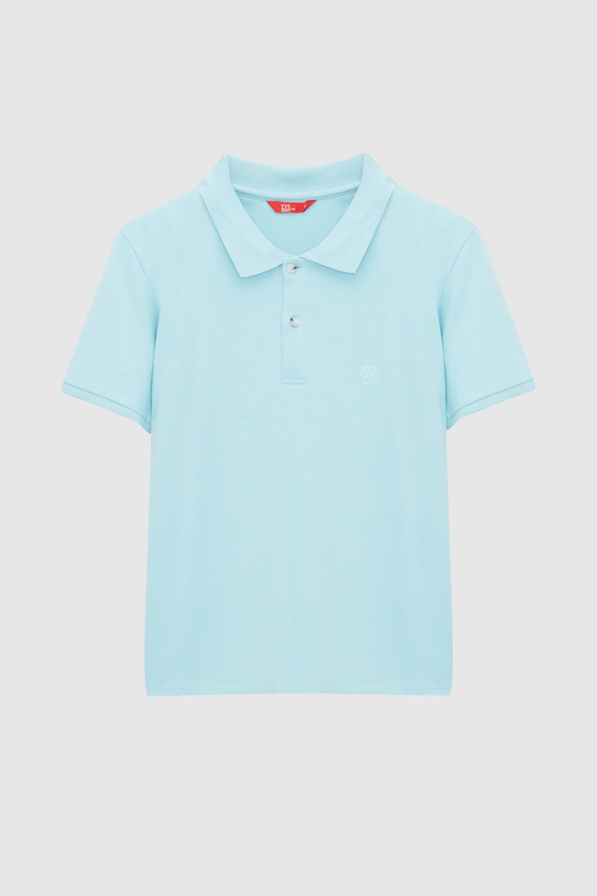 Ds Damat Regular Fit Textured 100% Cotton Wrinkle-Resistant Polo Collar Embroidered T-Shirt - Aqua