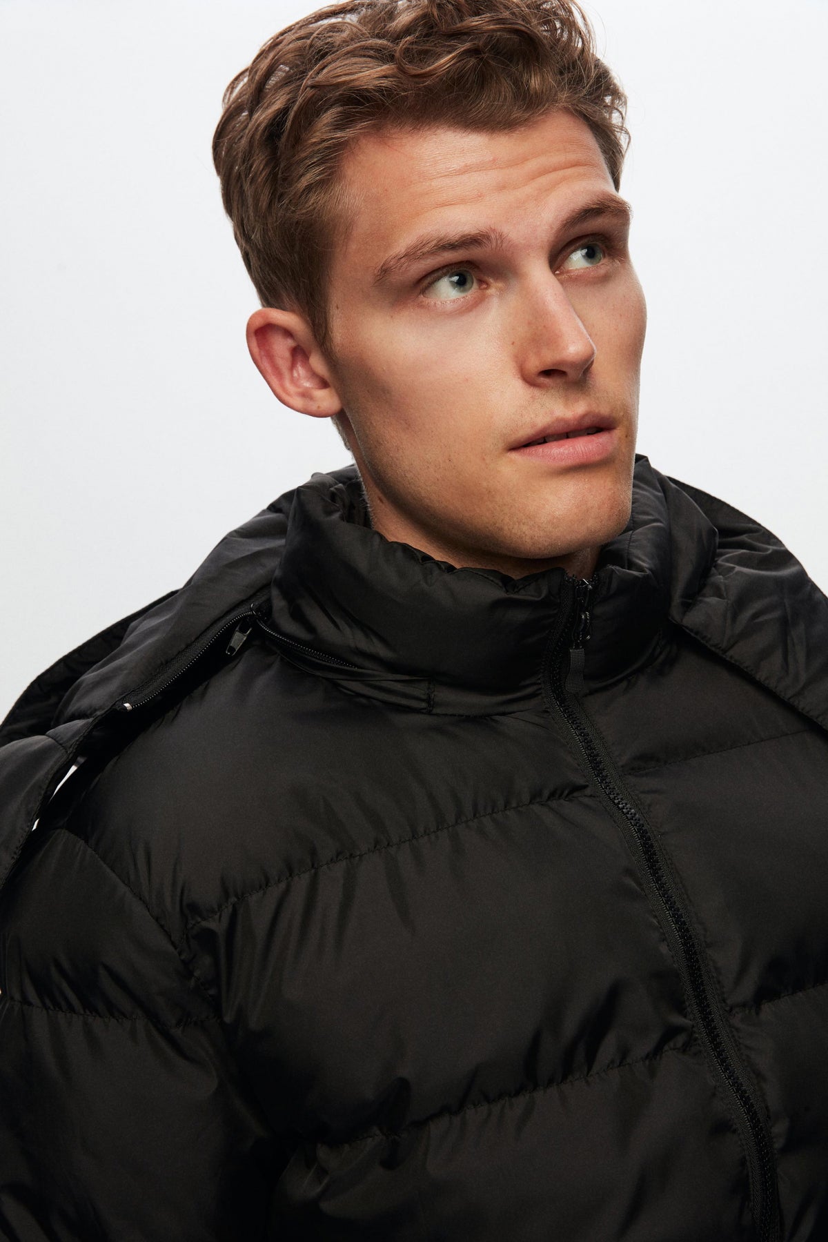 Ds Damat Regular Fit Windproof Heavy Fiber-Filled Warm Removable Hood Winter Puffer Jacket - Black