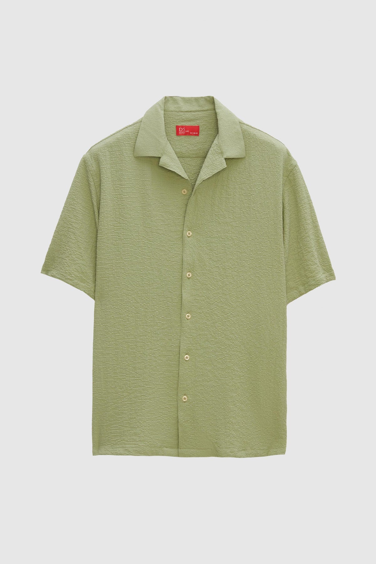 Ds Damat Relaxed Crinkled Short Sleeve Wrinkle-Free Shirt - Green