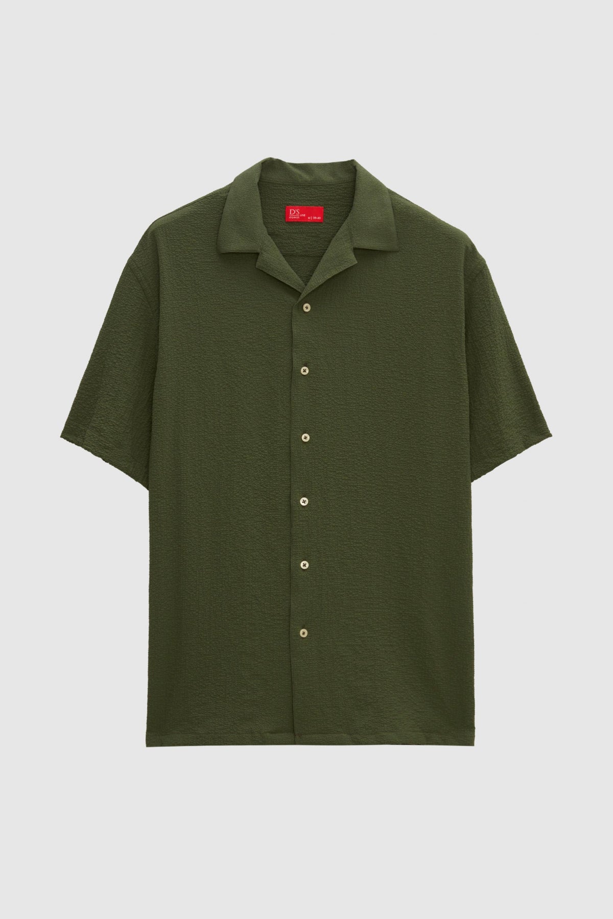 Ds Damat Relaxed Crinkled Short Sleeve Wrinkle-Free Shirt - Khaki