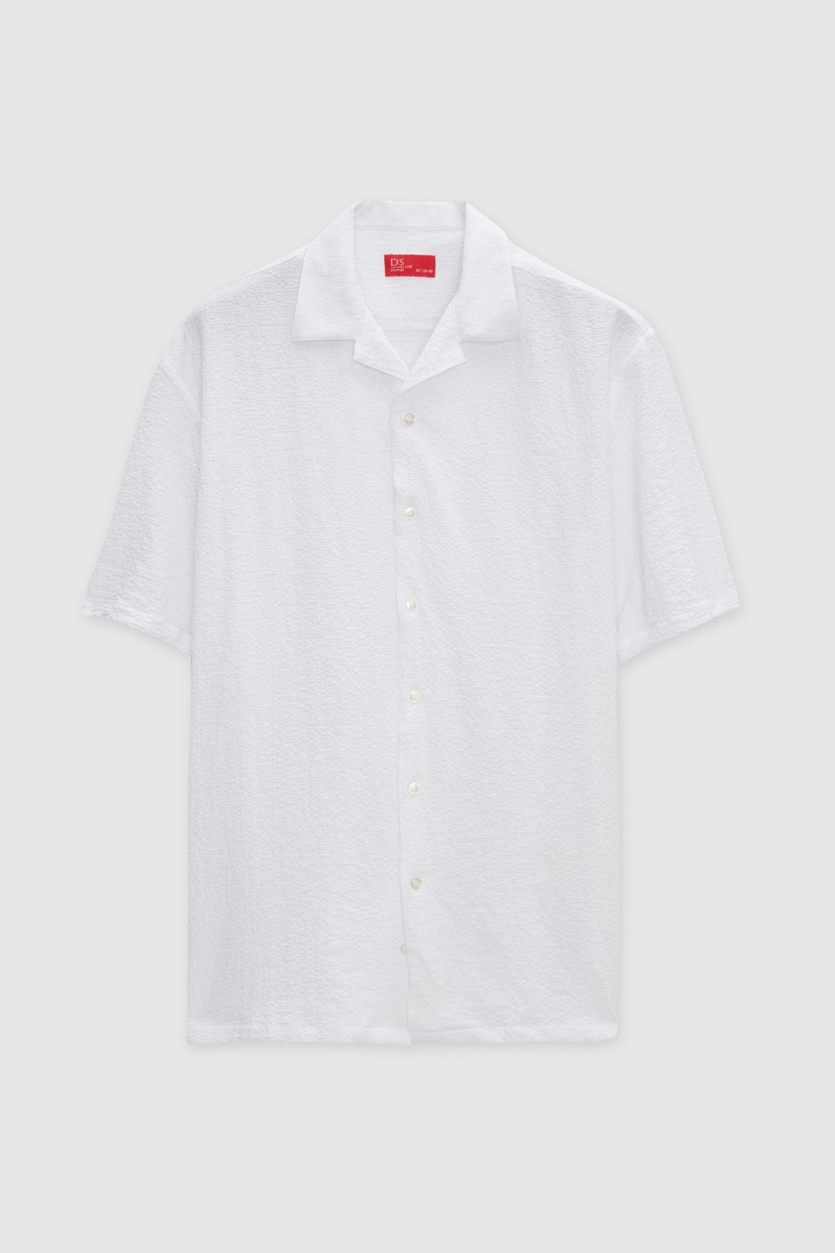 Ds Damat Relaxed Crinkled Short Sleeve Wrinkle-Free Shirt - White