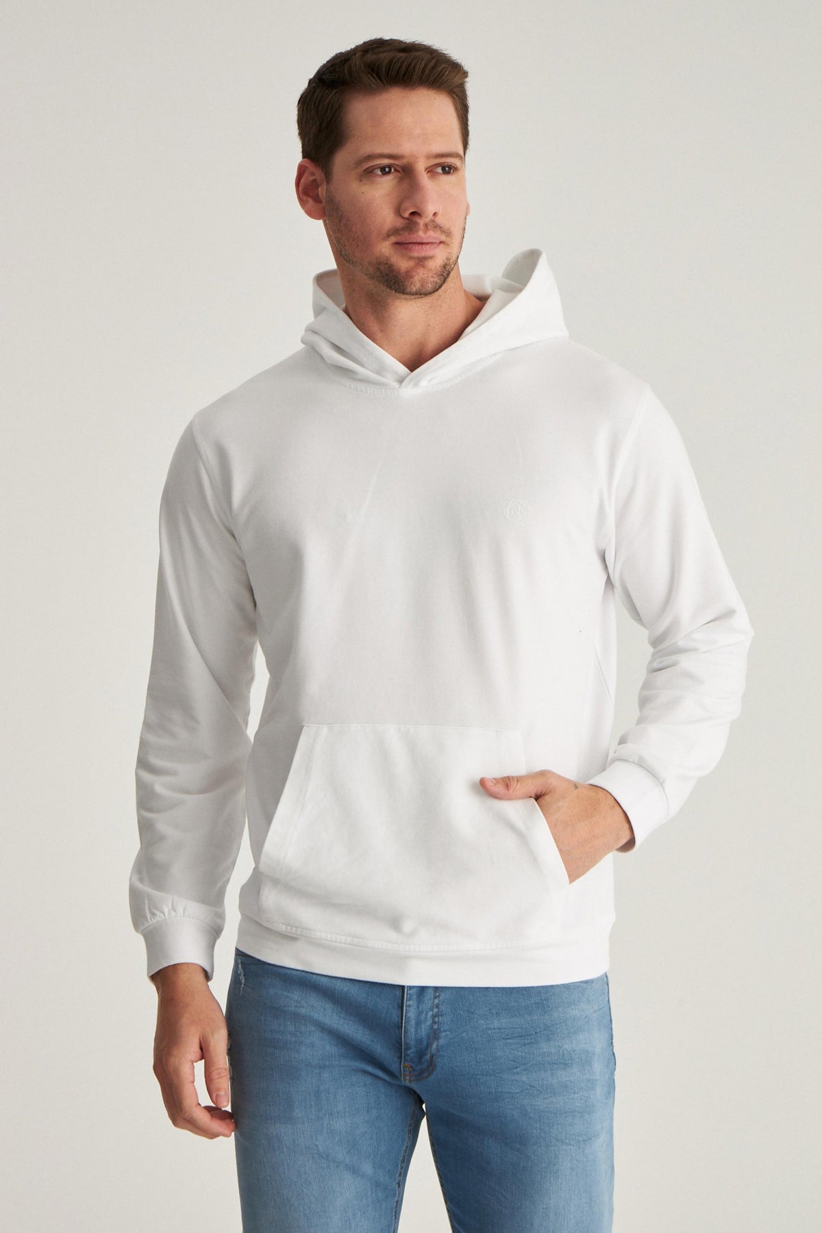 Ds Damat Relaxed Fit Cotton Logo Printed Sweatshirt - White