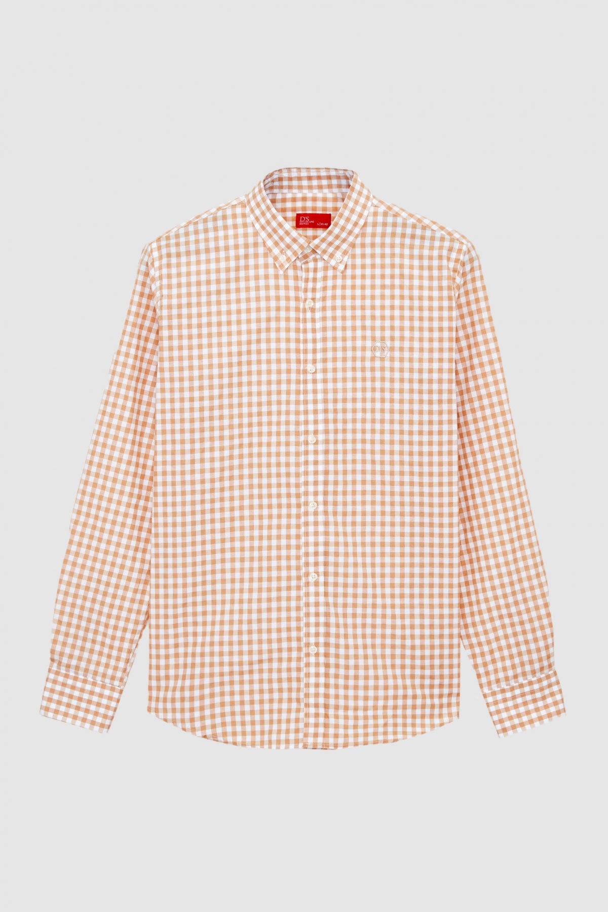 Ds Damat Slim Fit Checkered Plaid Shirt - Camel