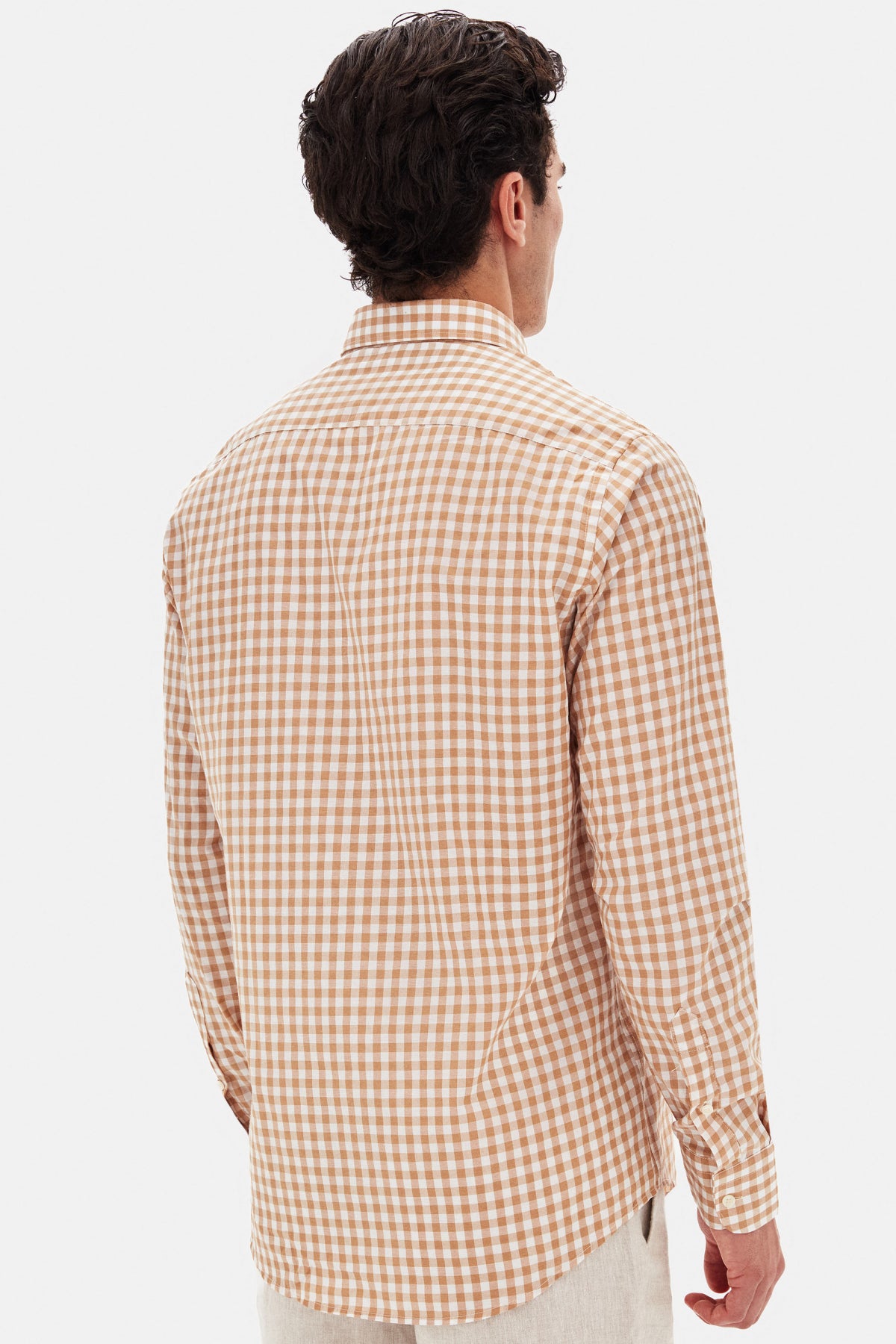 Ds Damat Slim Fit Checkered Plaid Shirt - Camel
