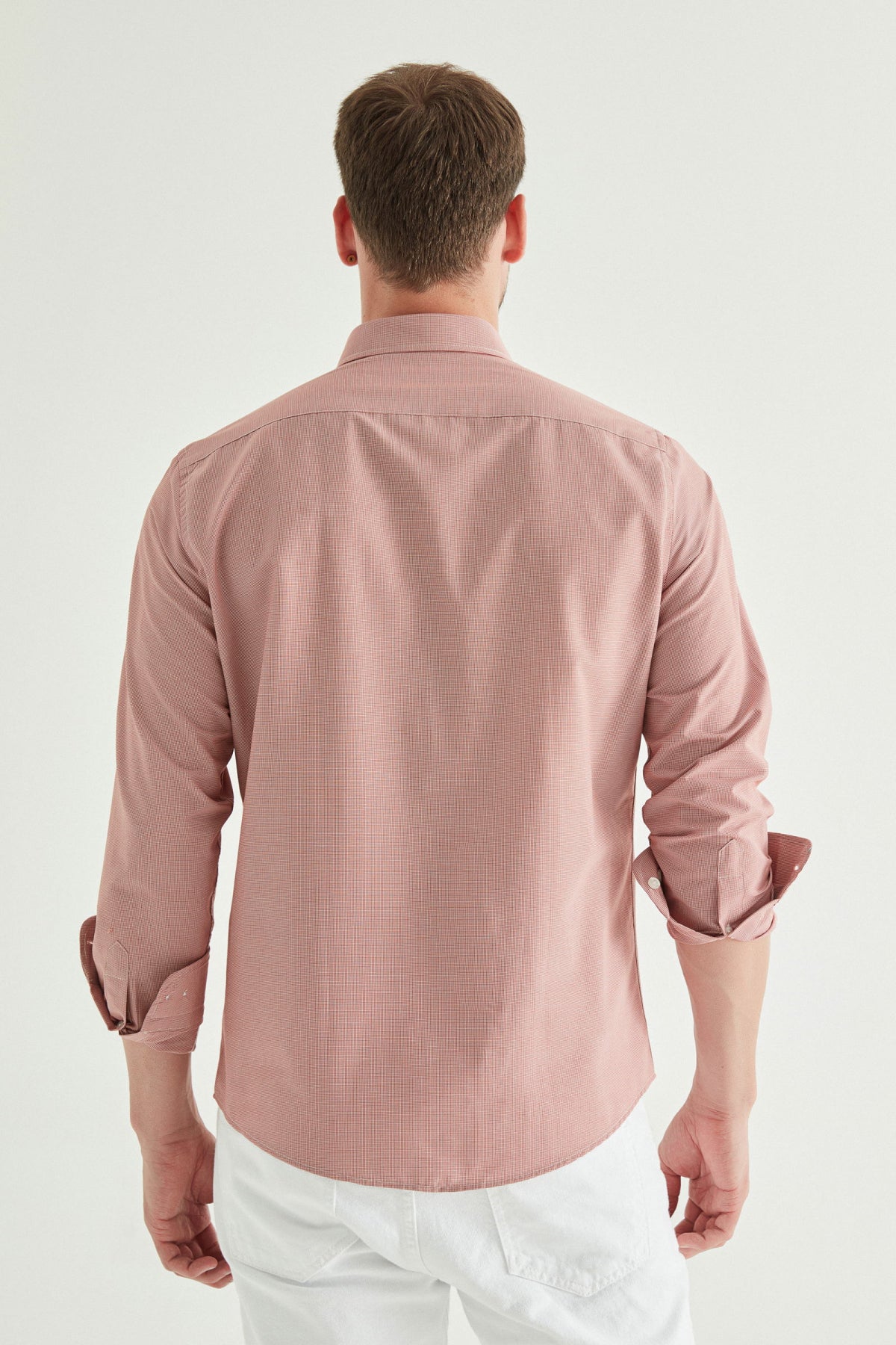 Ds Damat Slim Fit Checkered Shirt - Orange