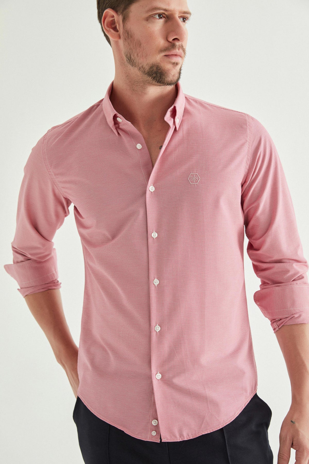 Ds Damat Slim Fit Checkered Shirt - Smoke