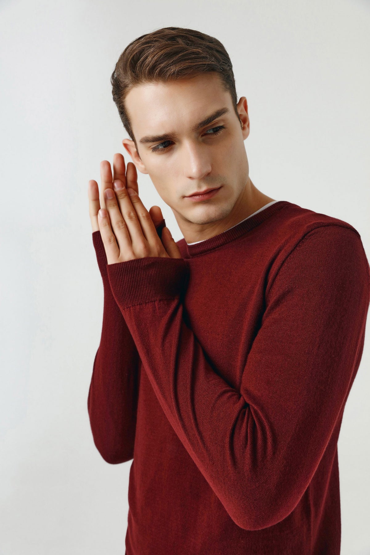 Ds Damat Slim Fit Cotton Blend 2-Pack Crew Neck Sweater and Shirt - Burgundy