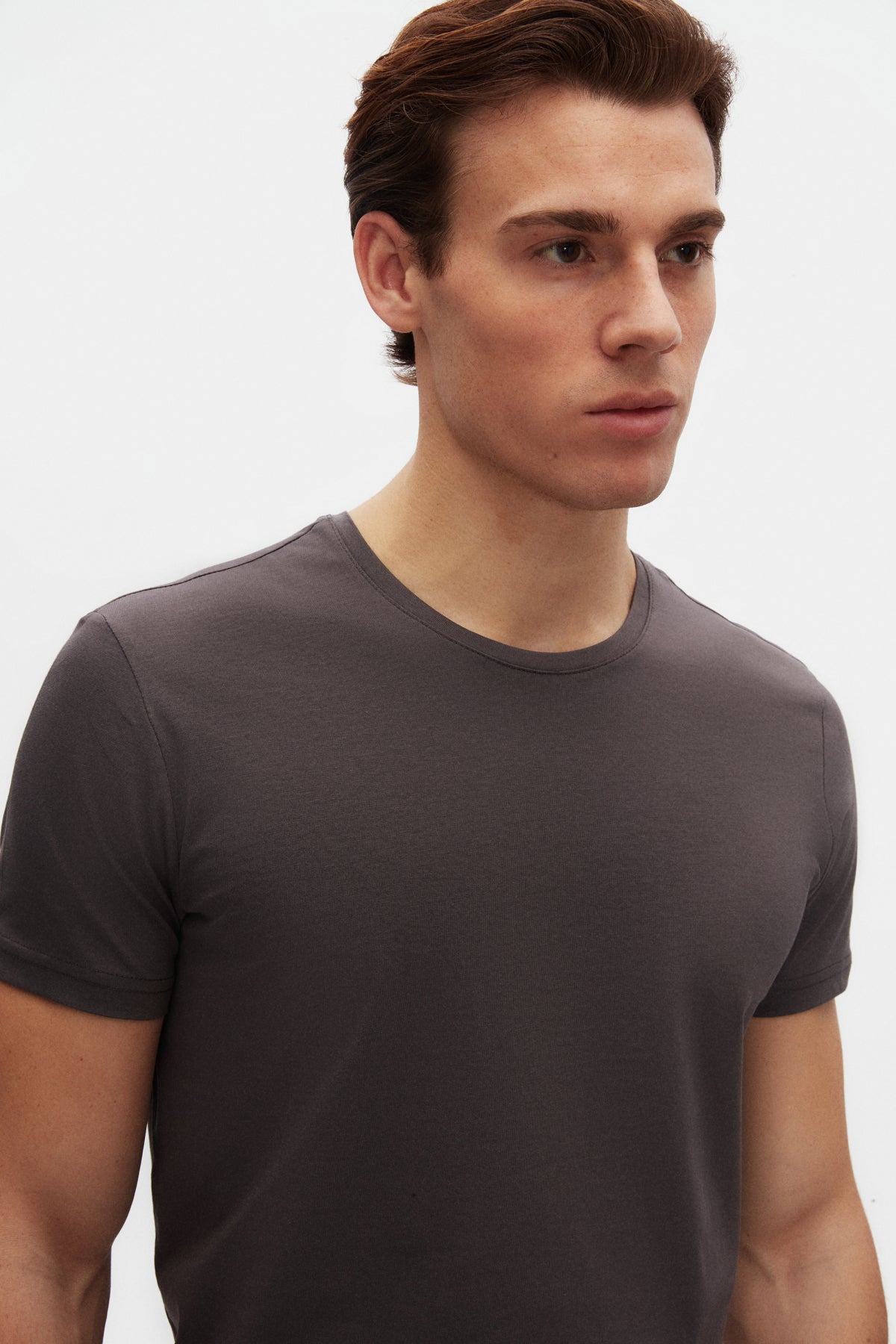 Ds Damat Slim Fit Crew Neck 100% Cotton Breathable T-Shirt - Anthracite