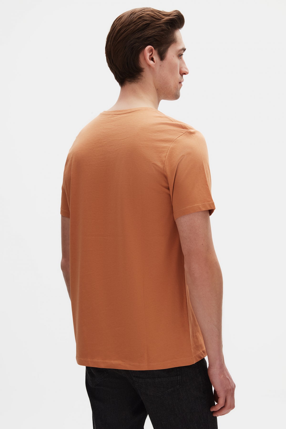 Ds Damat Slim Fit Crew Neck 100% Cotton Breathable T-Shirt - Cinnamon