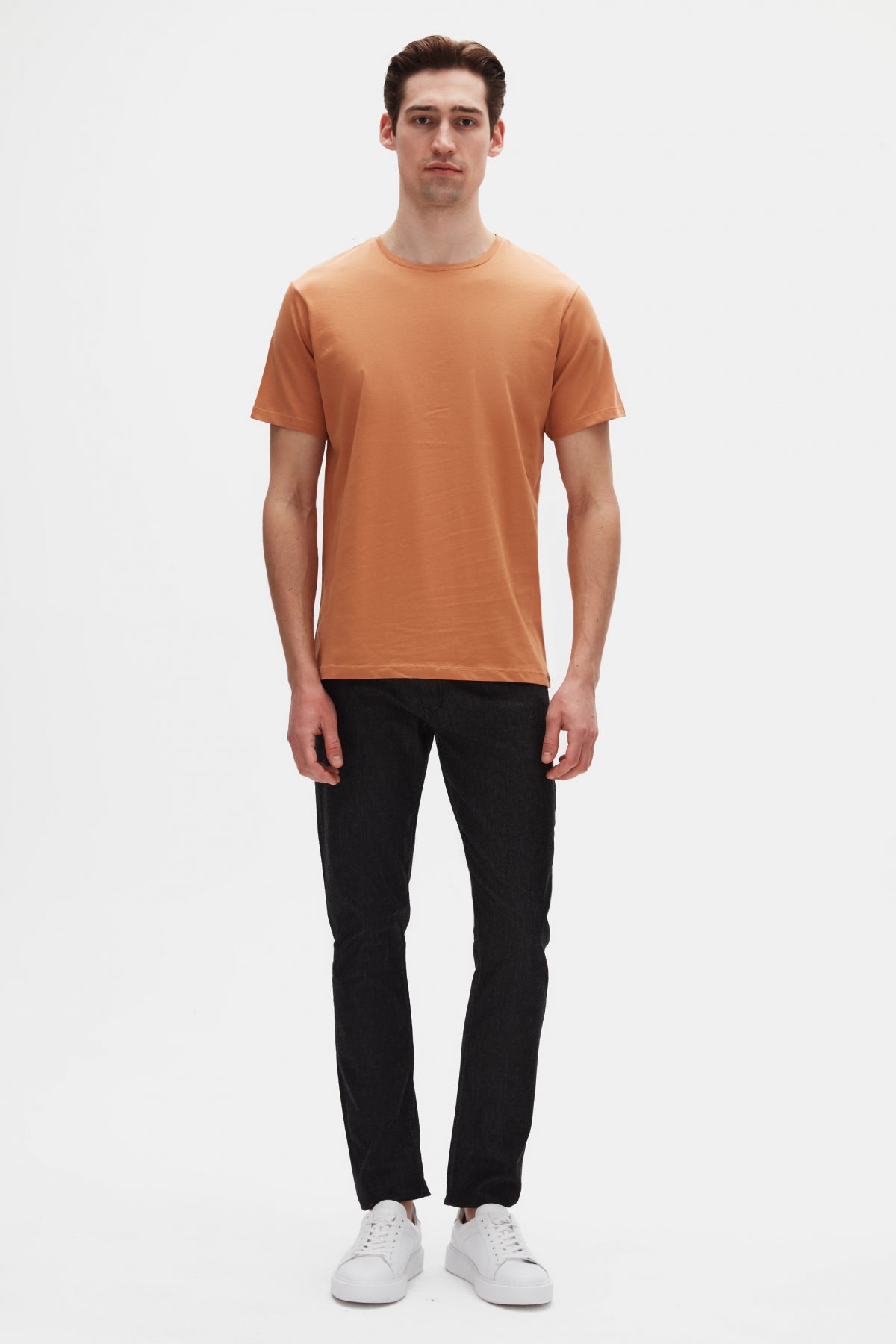 Ds Damat Slim Fit Crew Neck 100% Cotton Breathable T-Shirt - Cinnamon
