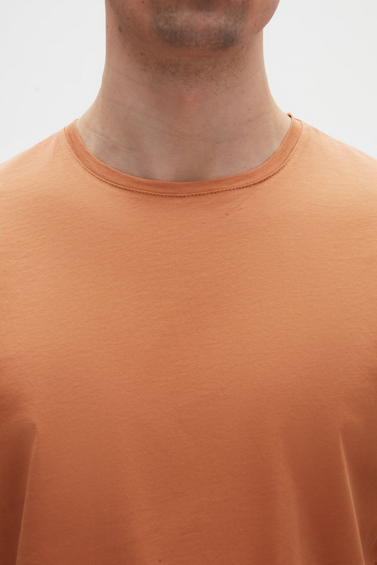 Ds Damat Slim Fit Crew Neck 100% Cotton Breathable T-Shirt - Cinnamon