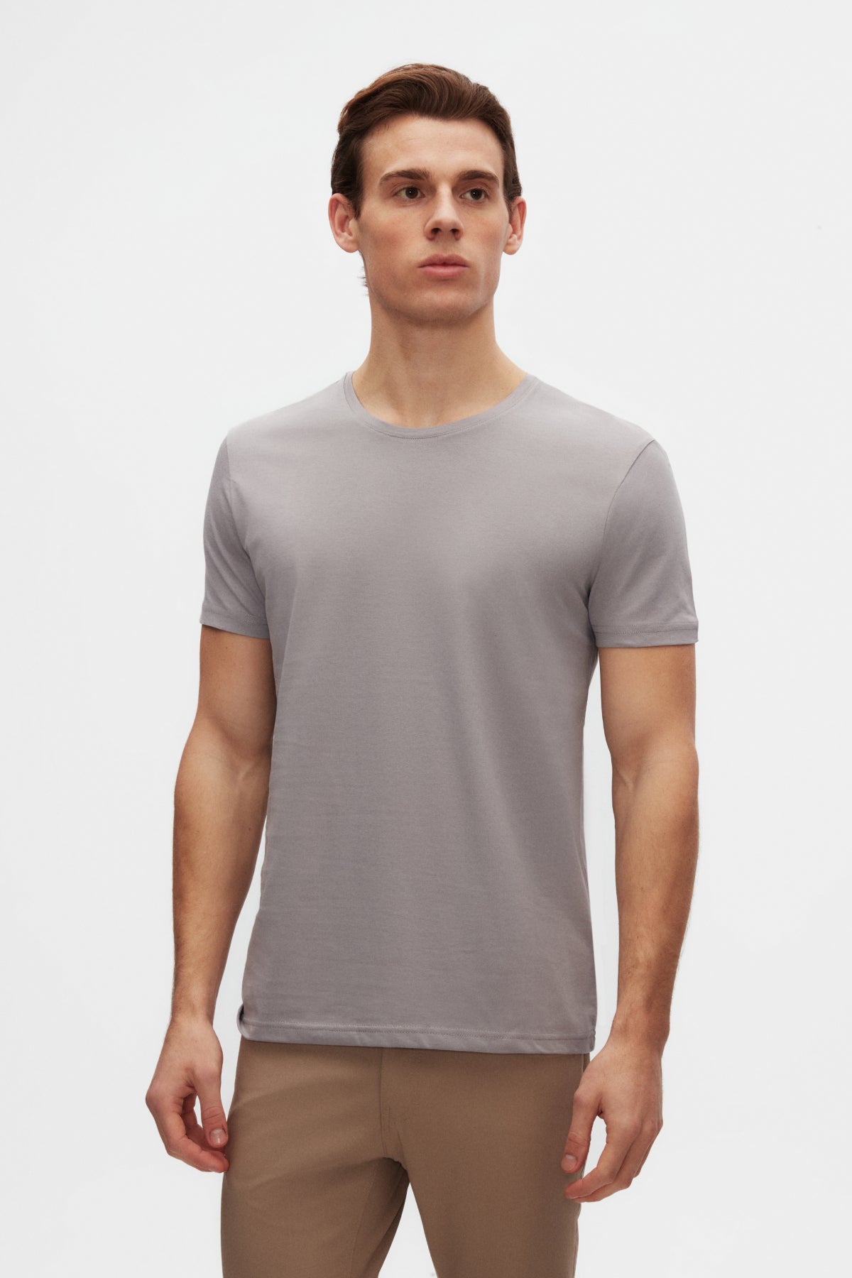 Ds Damat Slim Fit Crew Neck 100% Cotton Breathable T-Shirt - Gray