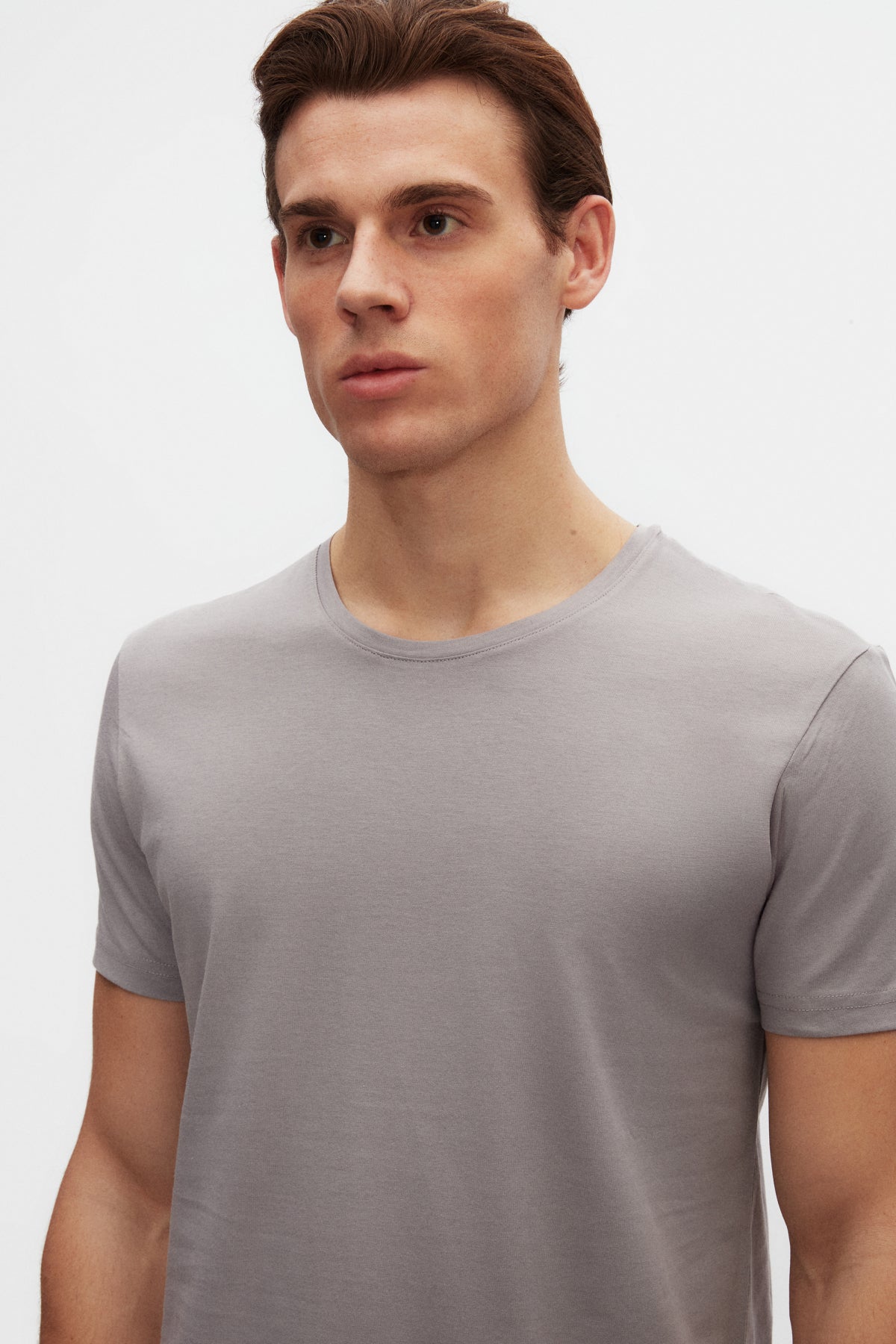 Ds Damat Slim Fit Crew Neck 100% Cotton Breathable T-Shirt - Gray