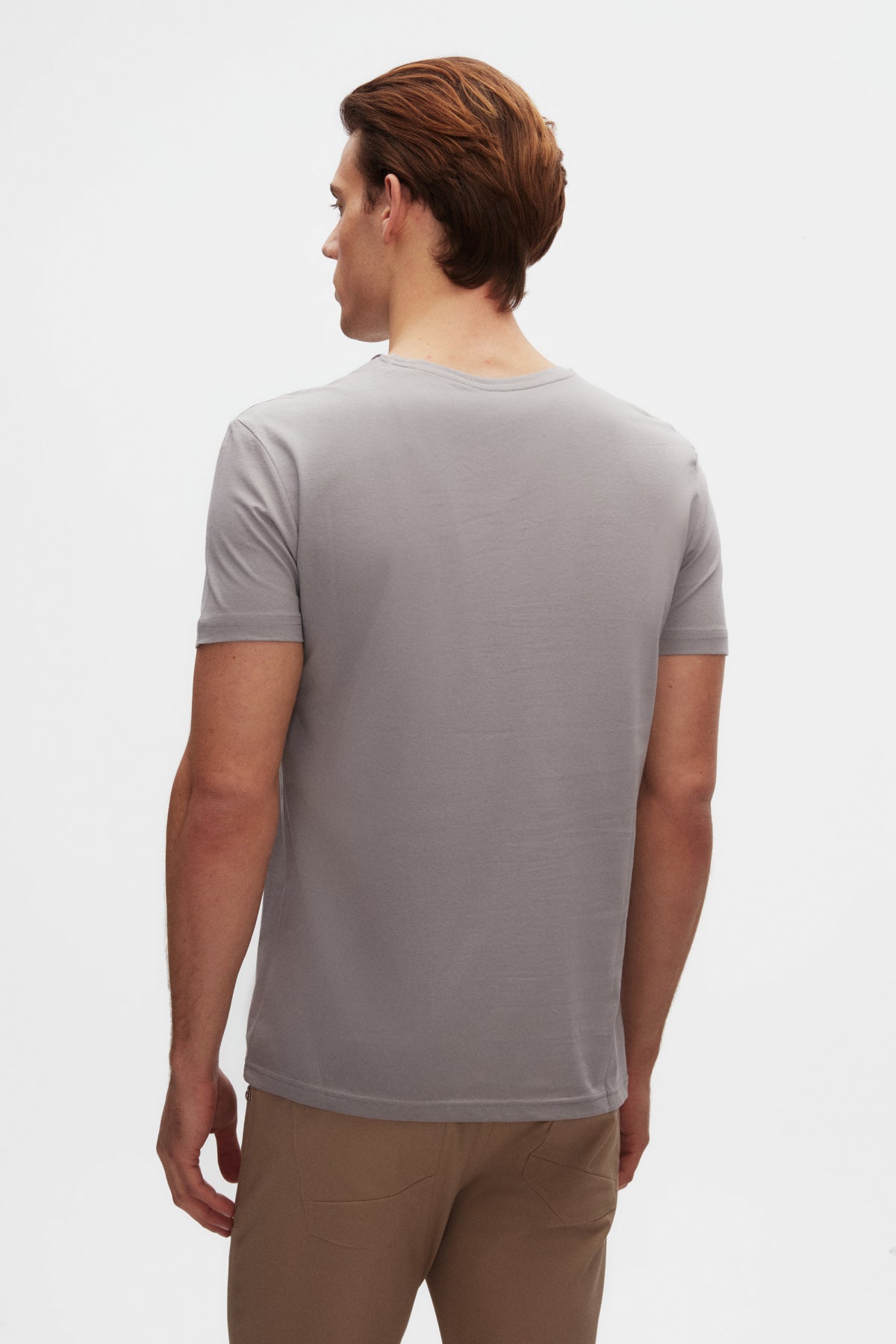 Ds Damat Slim Fit Crew Neck 100% Cotton Breathable T-Shirt - Gray