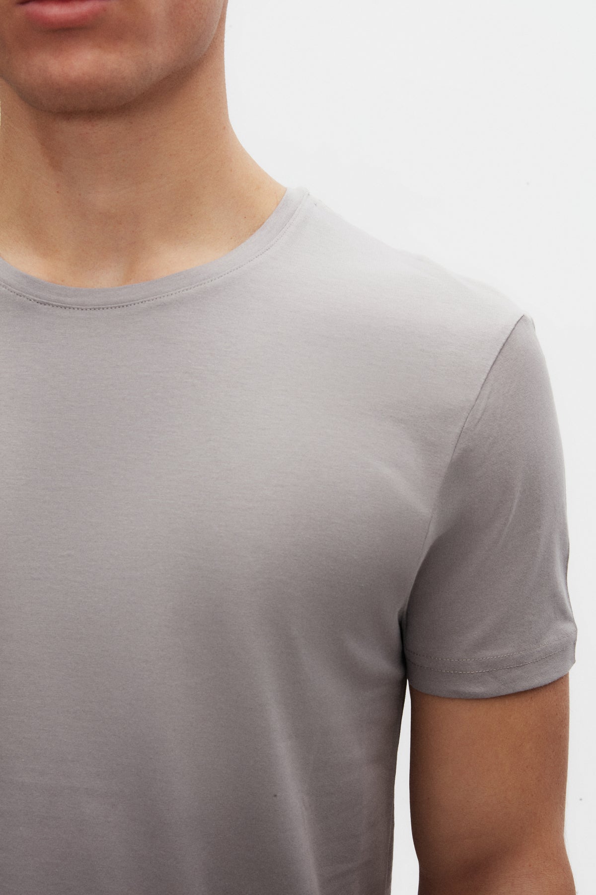 Ds Damat Slim Fit Crew Neck 100% Cotton Breathable T-Shirt - Gray