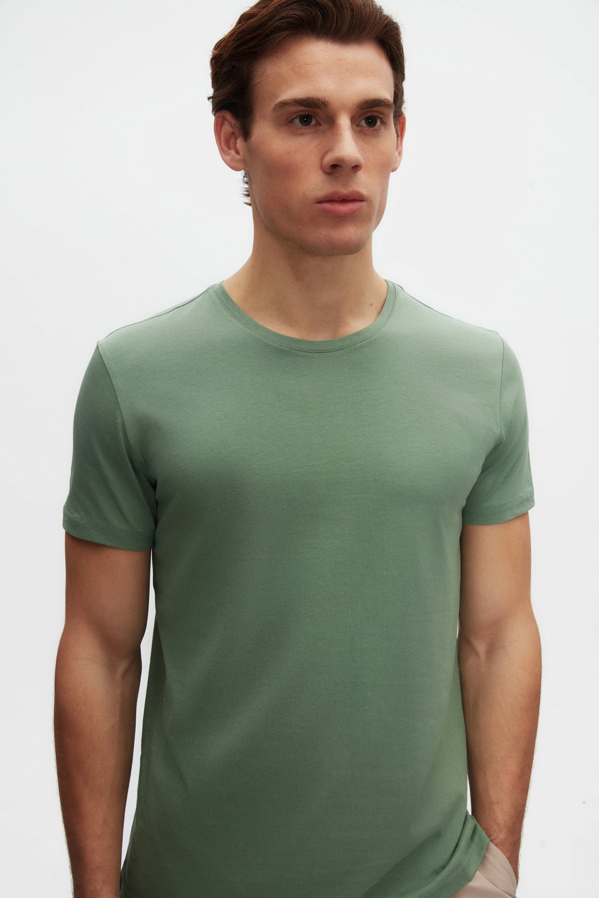 Ds Damat Slim Fit Crew Neck 100% Cotton Breathable T-Shirt - Green