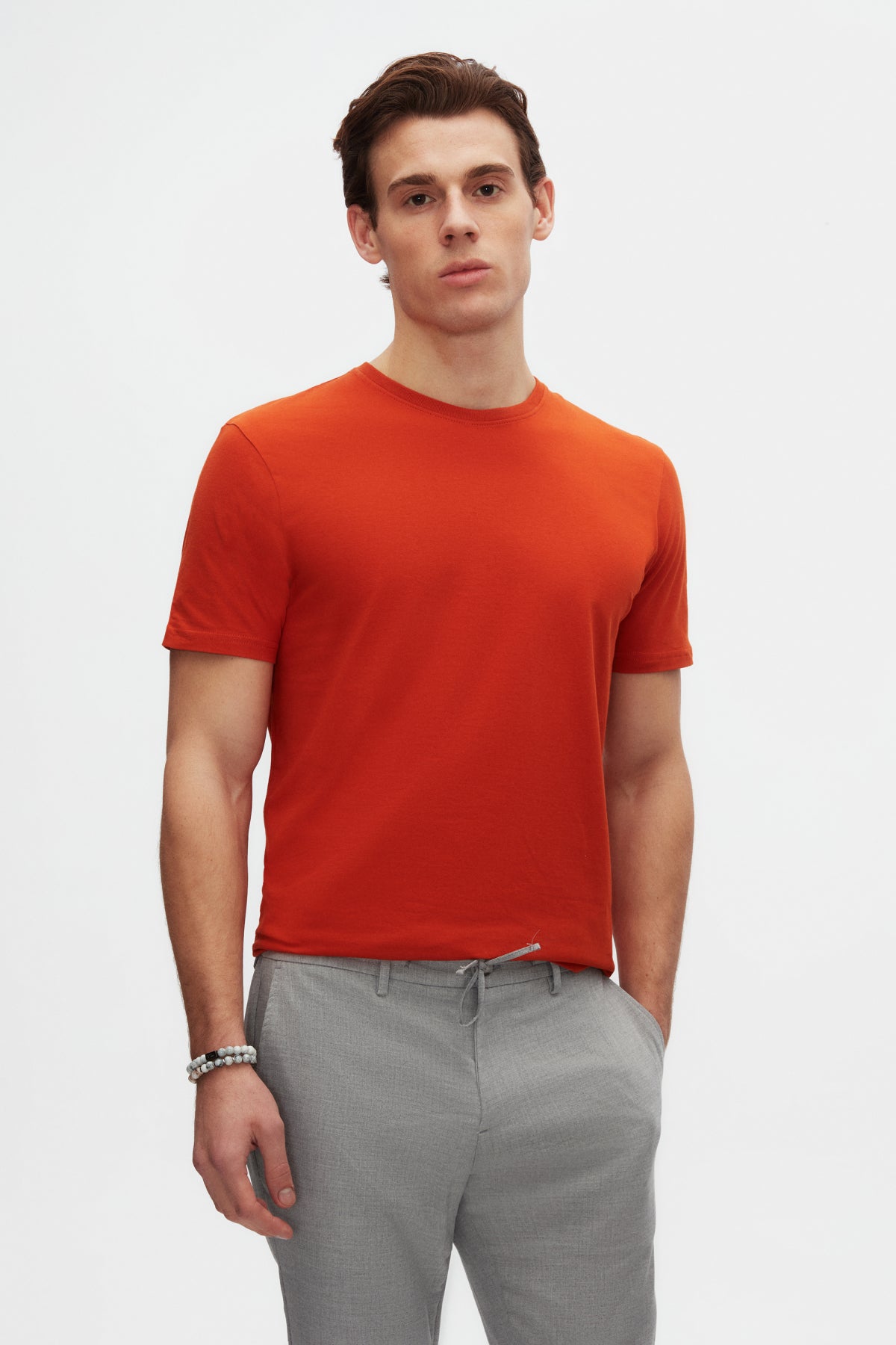 Ds Damat Slim Fit Crew Neck 100% Cotton Breathable T-Shirt - Off White