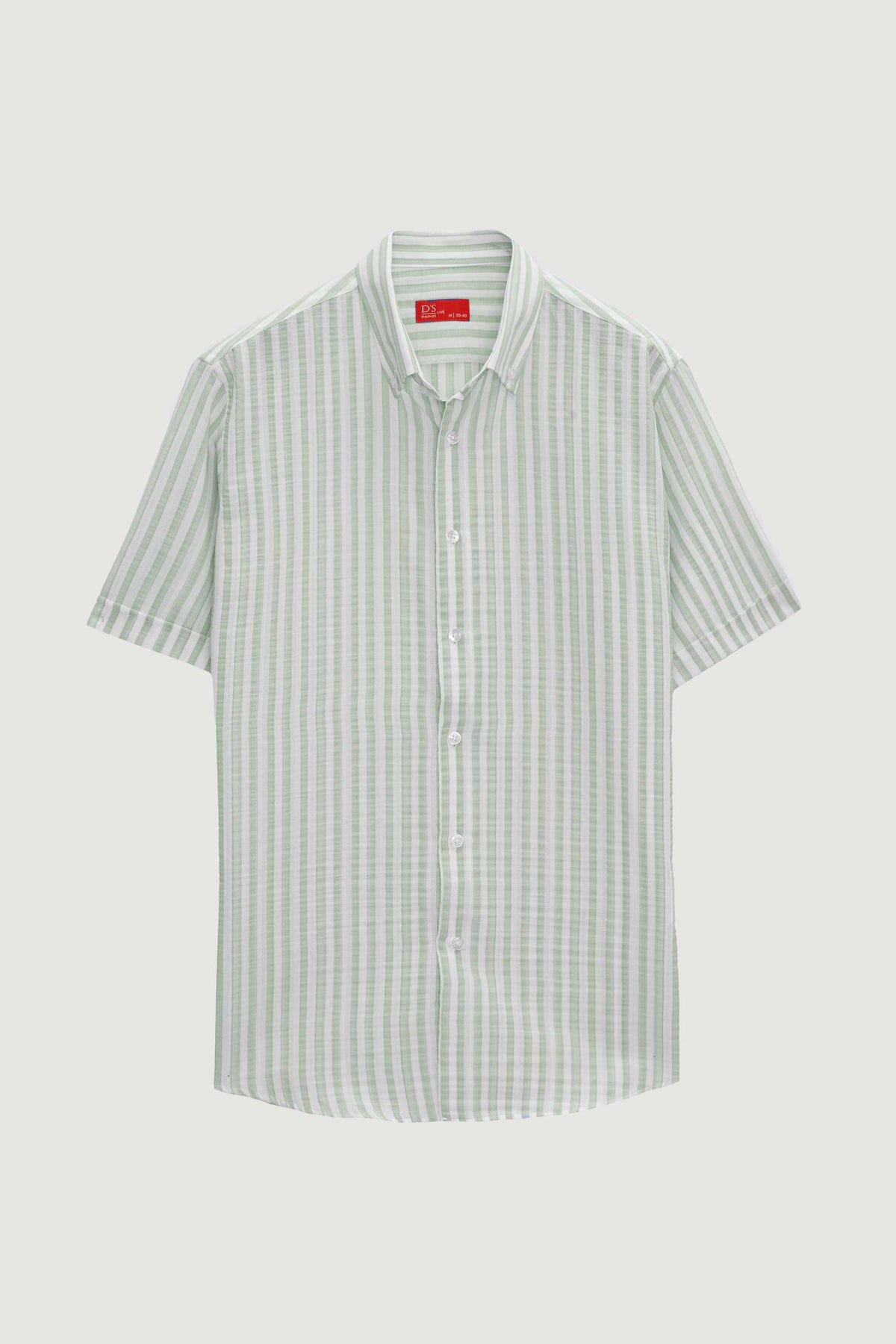 Ds Damat Slim Fit Crinkled Short Sleeve Shirt - Green
