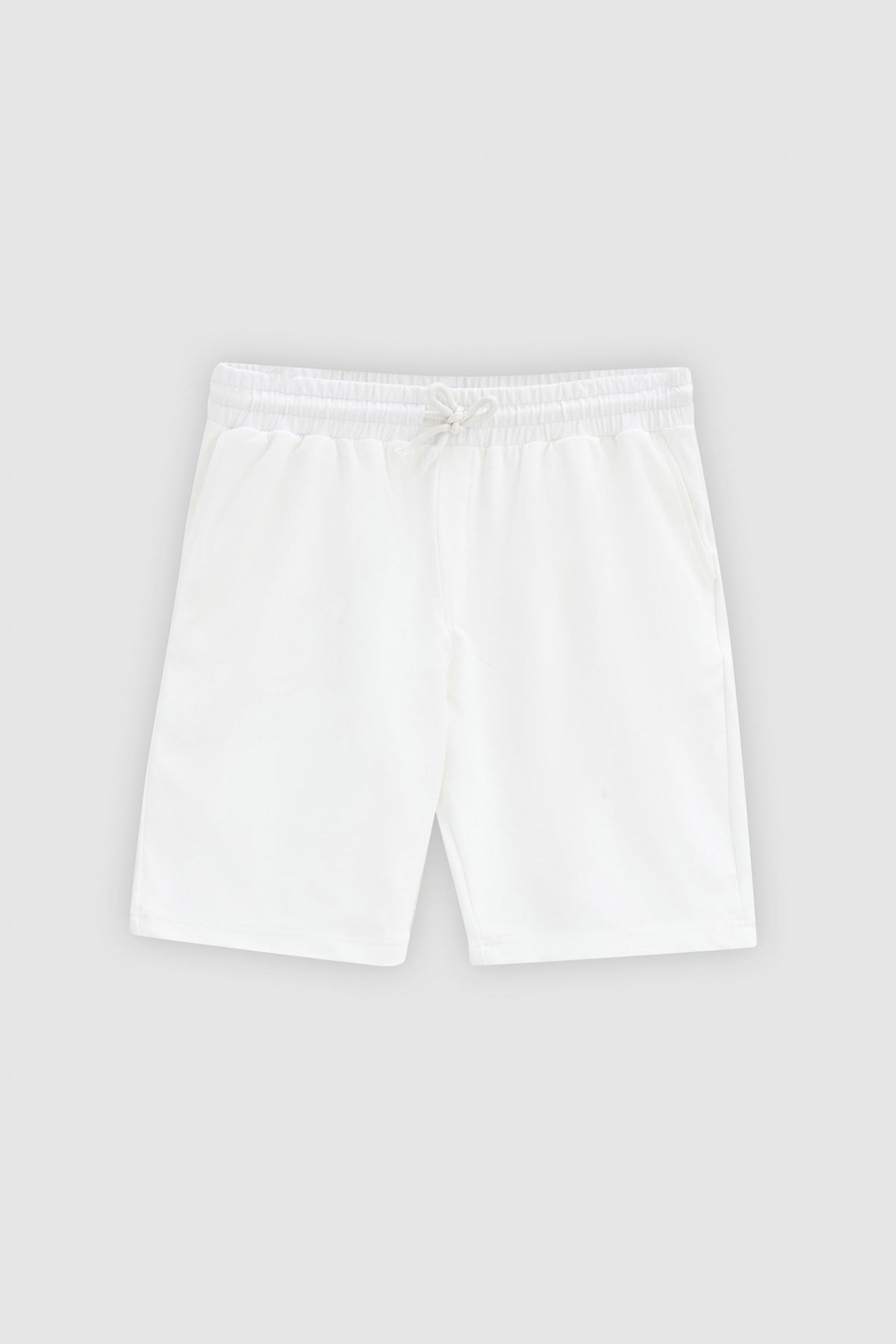 Ds Damat Slim Fit Elastic Waist Drawstring Relaxed Cotton Knit Shorts - Ecru
