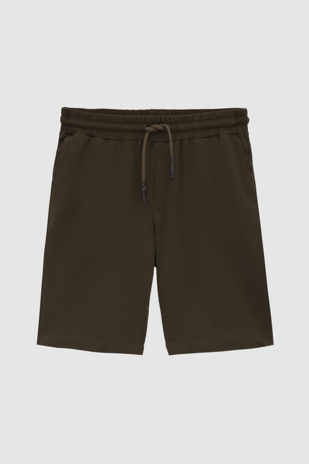 Ds Damat Slim Fit Elastic Waist Drawstring Relaxed Cotton Knit Shorts - Khaki