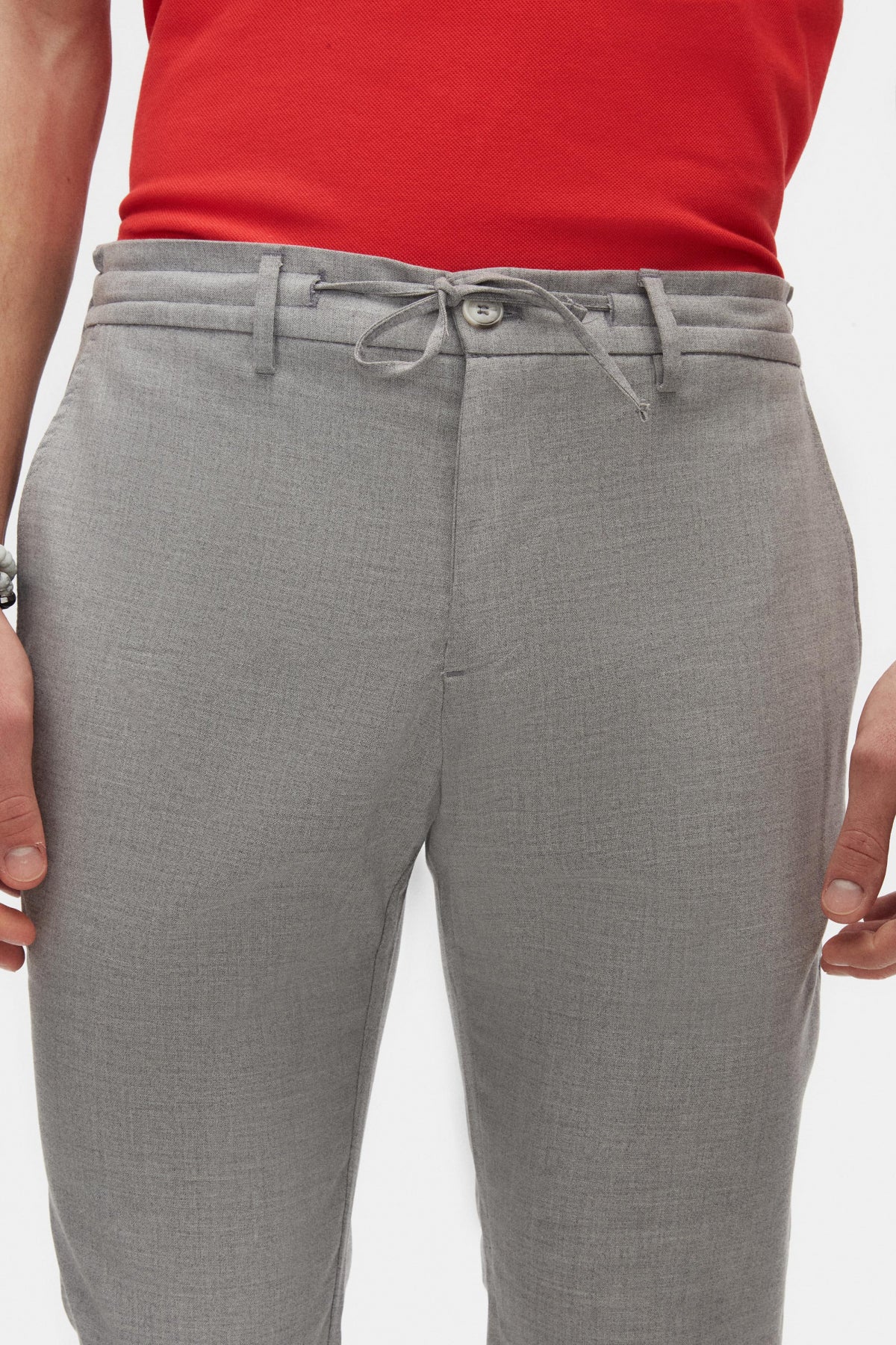 Ds Damat Slim Fit Elastic Waist Drawstring Zippered Stretchable Relaxed Jogger Pants - Gray