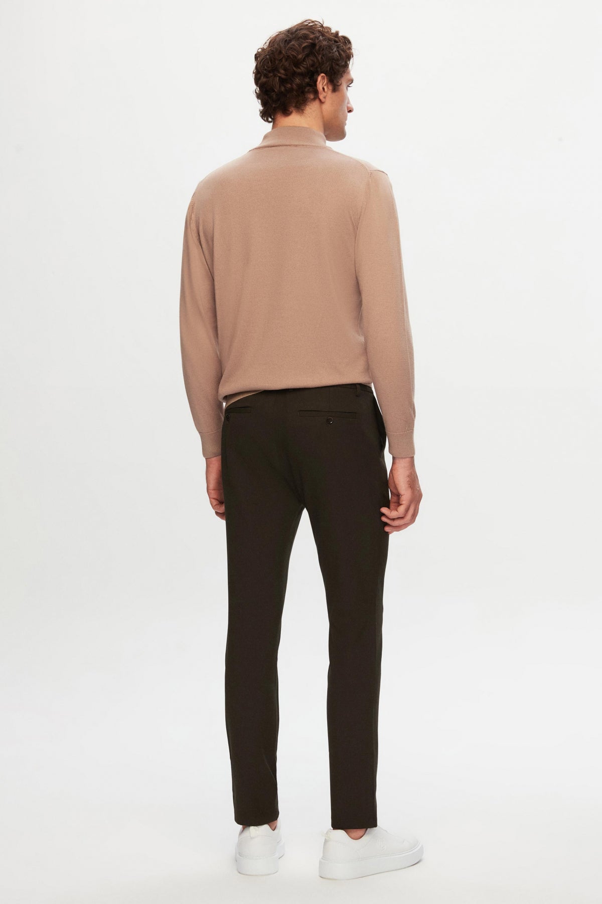 Ds Damat Slim Fit Elastic Waist Drawstring Zippered Stretchable Relaxed Jogger Pants - Khaki