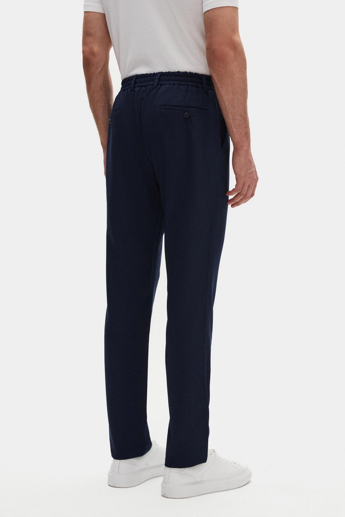 Ds Damat Slim Fit Elastic Waist Drawstring Zippered Stretchable Relaxed Jogger Pants - Light Navy Blue
