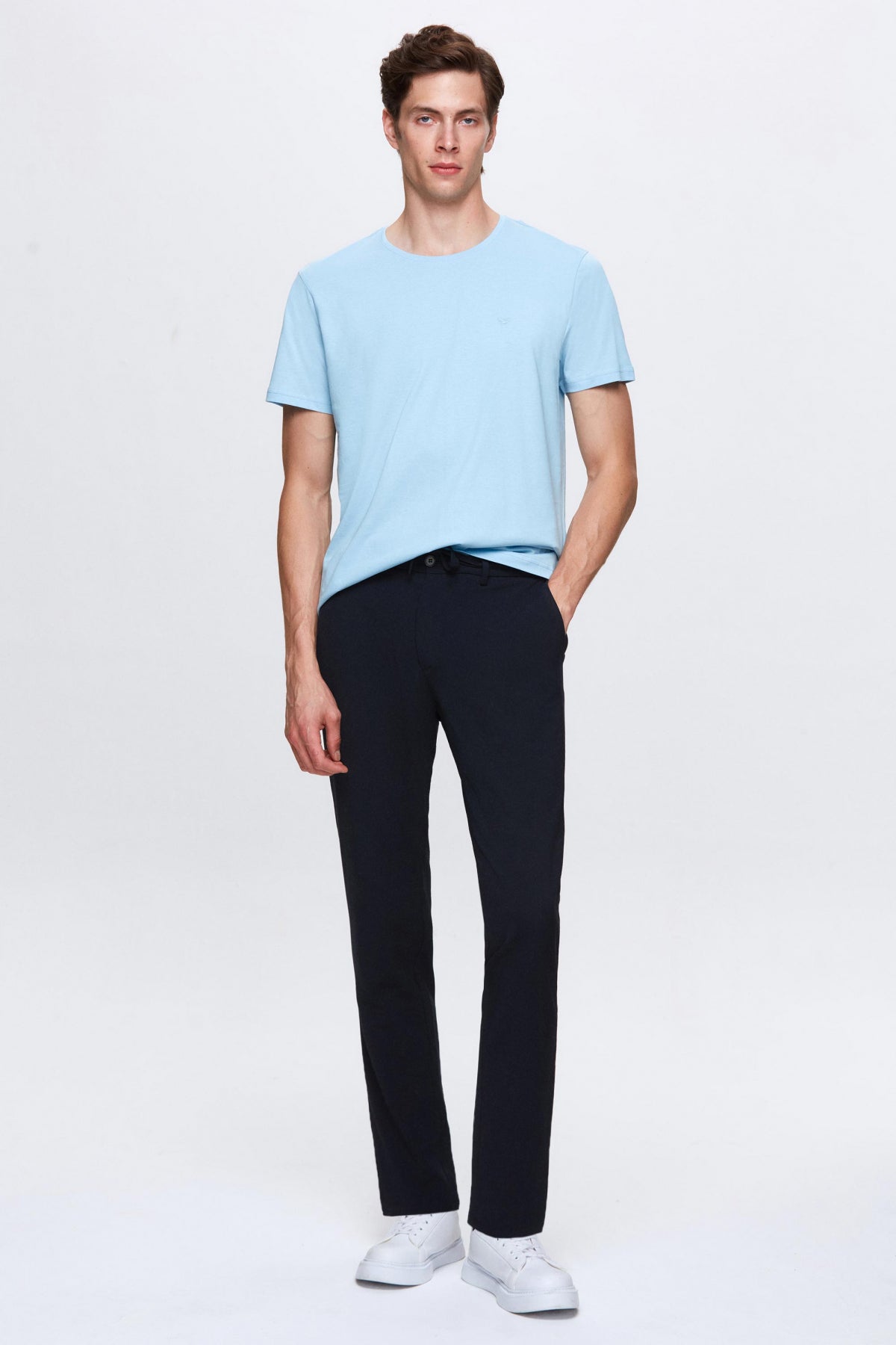 Ds Damat Slim Fit Elastic Waist Drawstring Zippered Stretchable Relaxed Jogger Pants - Navy Blue