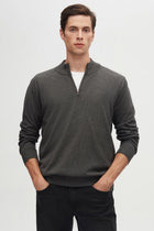 Ds Damat Slim Fit Half-Zip Knit Sweater  - Anthracite