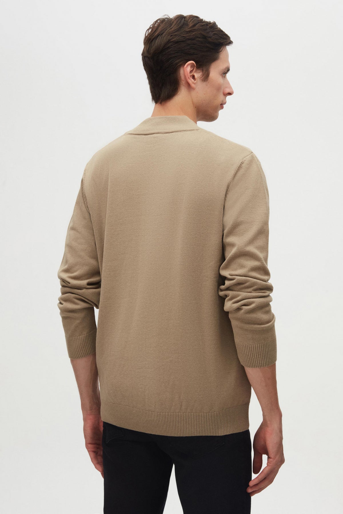 Ds Damat Slim Fit Half-Zip Knit Sweater - Beige