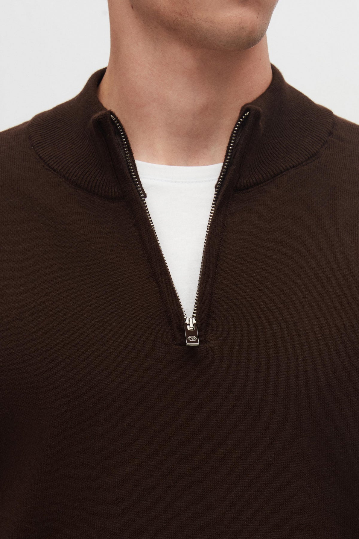 Ds Damat Slim Fit Half-Zip Knit Sweater - Brown