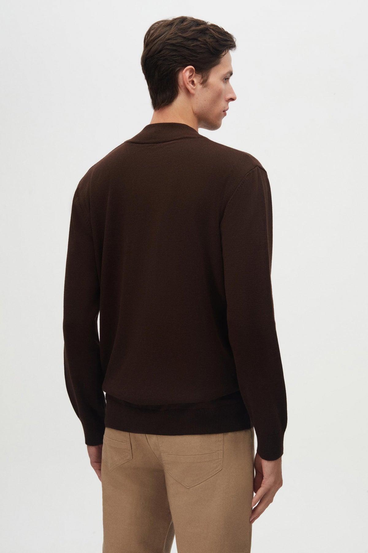 Ds Damat Slim Fit Half-Zip Knit Sweater - Brown