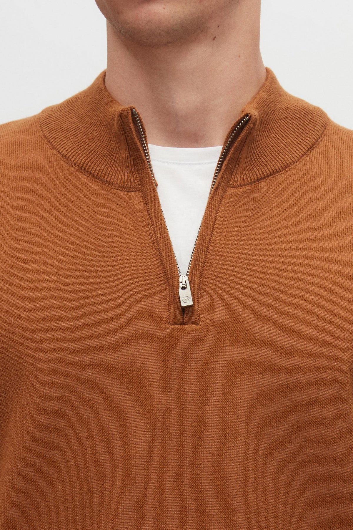 Ds Damat Slim Fit Half-Zip Knit Sweater - Cinnamon