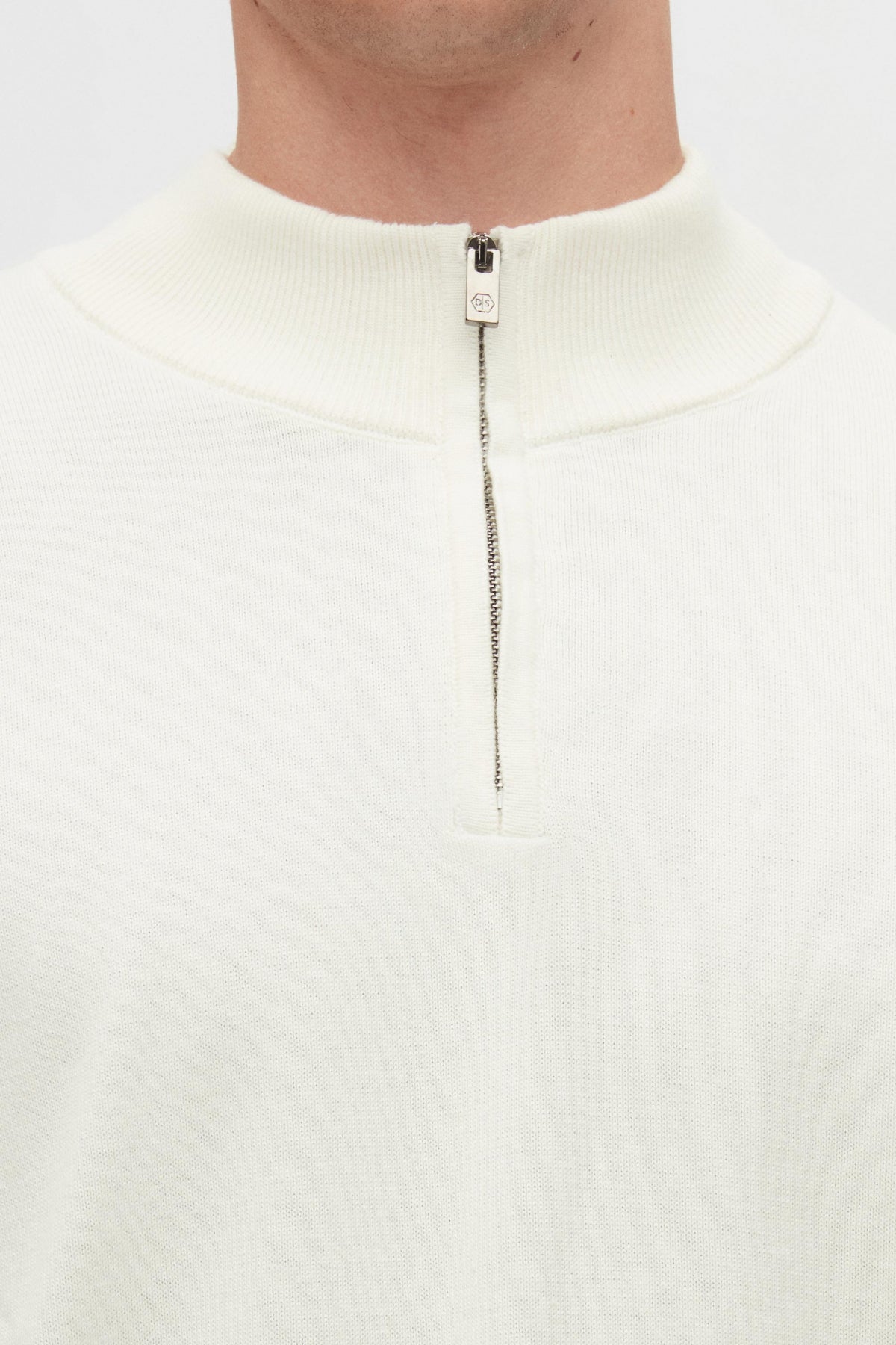 Ds Damat Slim Fit Half-Zip Knit Sweater - Ecru