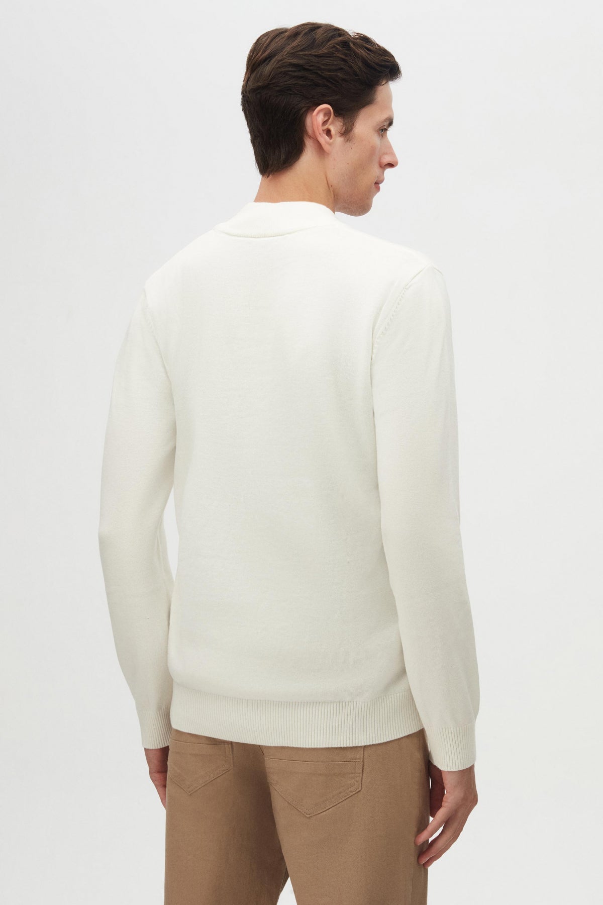 Ds Damat Slim Fit Half-Zip Knit Sweater - Ecru