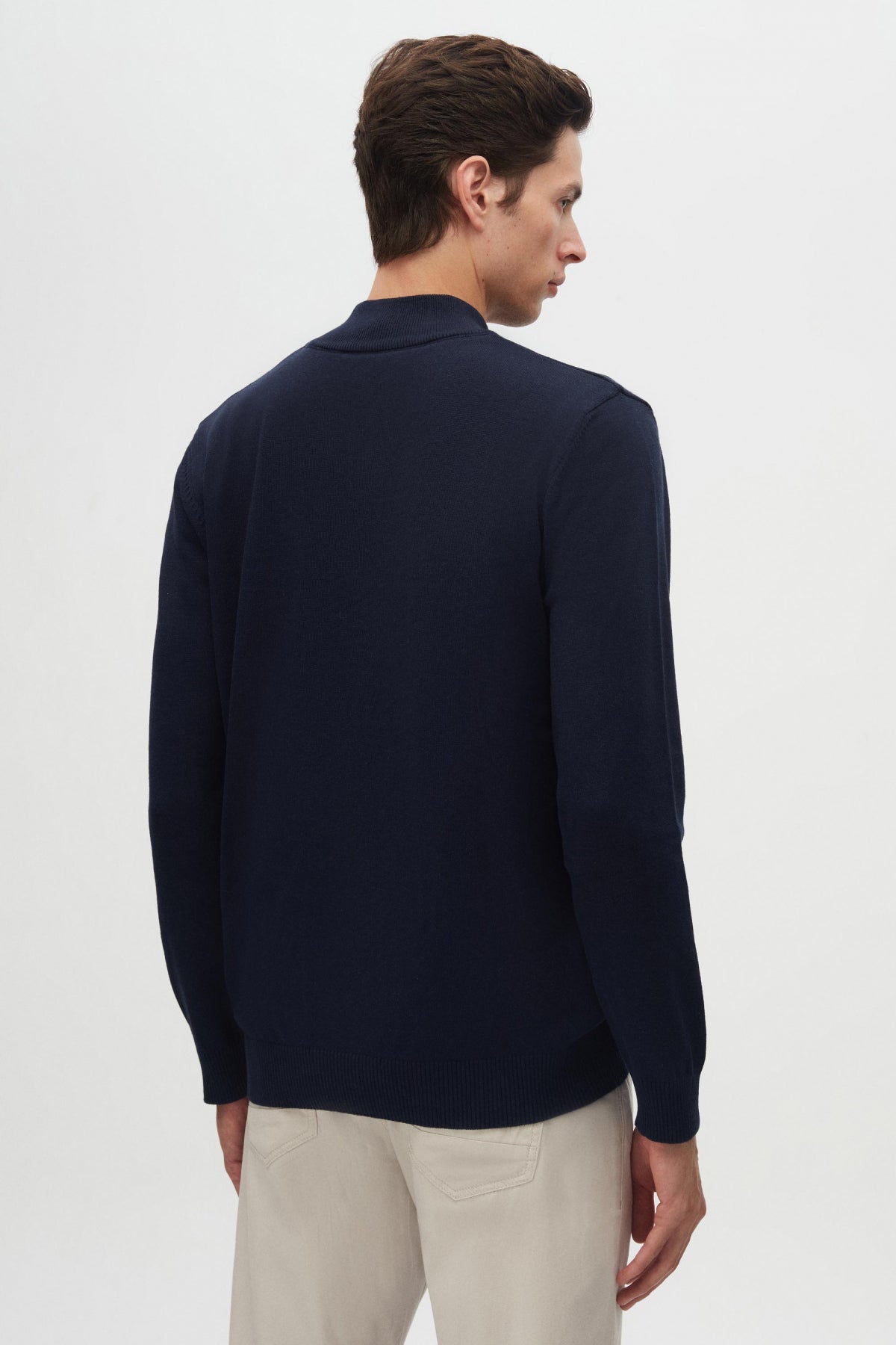 Ds Damat Slim Fit Half-Zip Knit Sweater - Navy Blue
