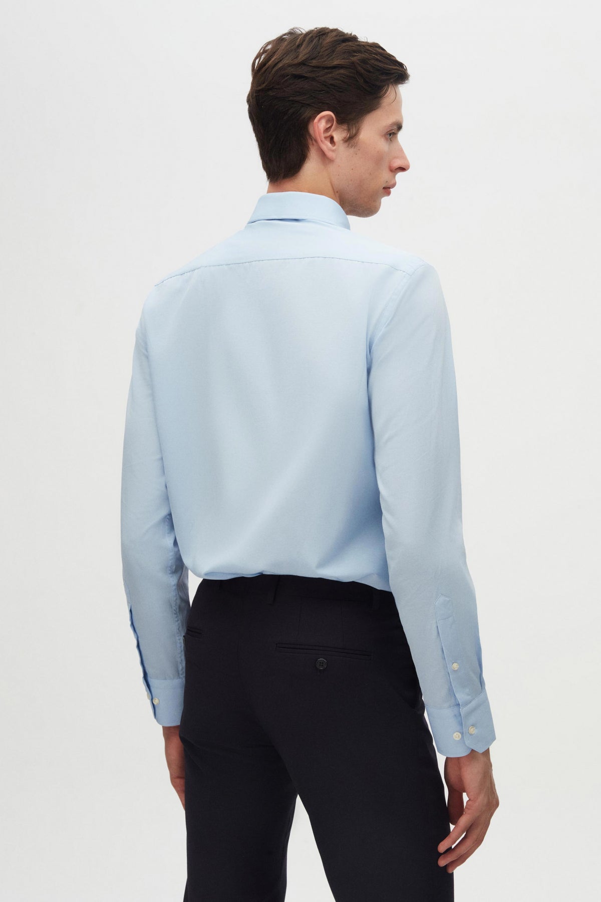 Ds Damat Slim Fit Italian Collar Slim Cut Classic Tie Long-Sleeve Easy-Iron Breathable 2-Pack Shirt - Navy Blue/Light Blue