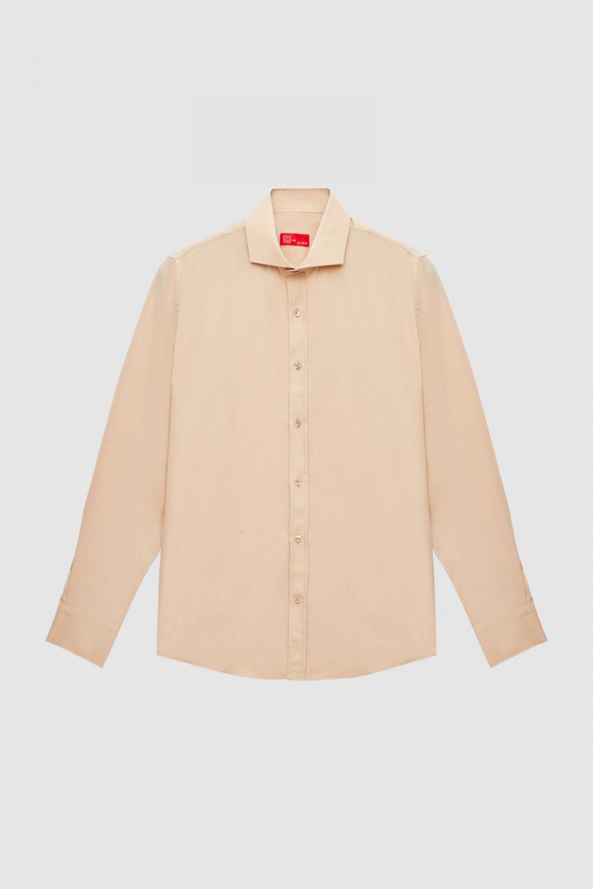 Ds Damat Slim Fit Italian Collar Slim Cut Classic Tie Long-Sleeve Easy-Iron Breathable Shirt - Beige