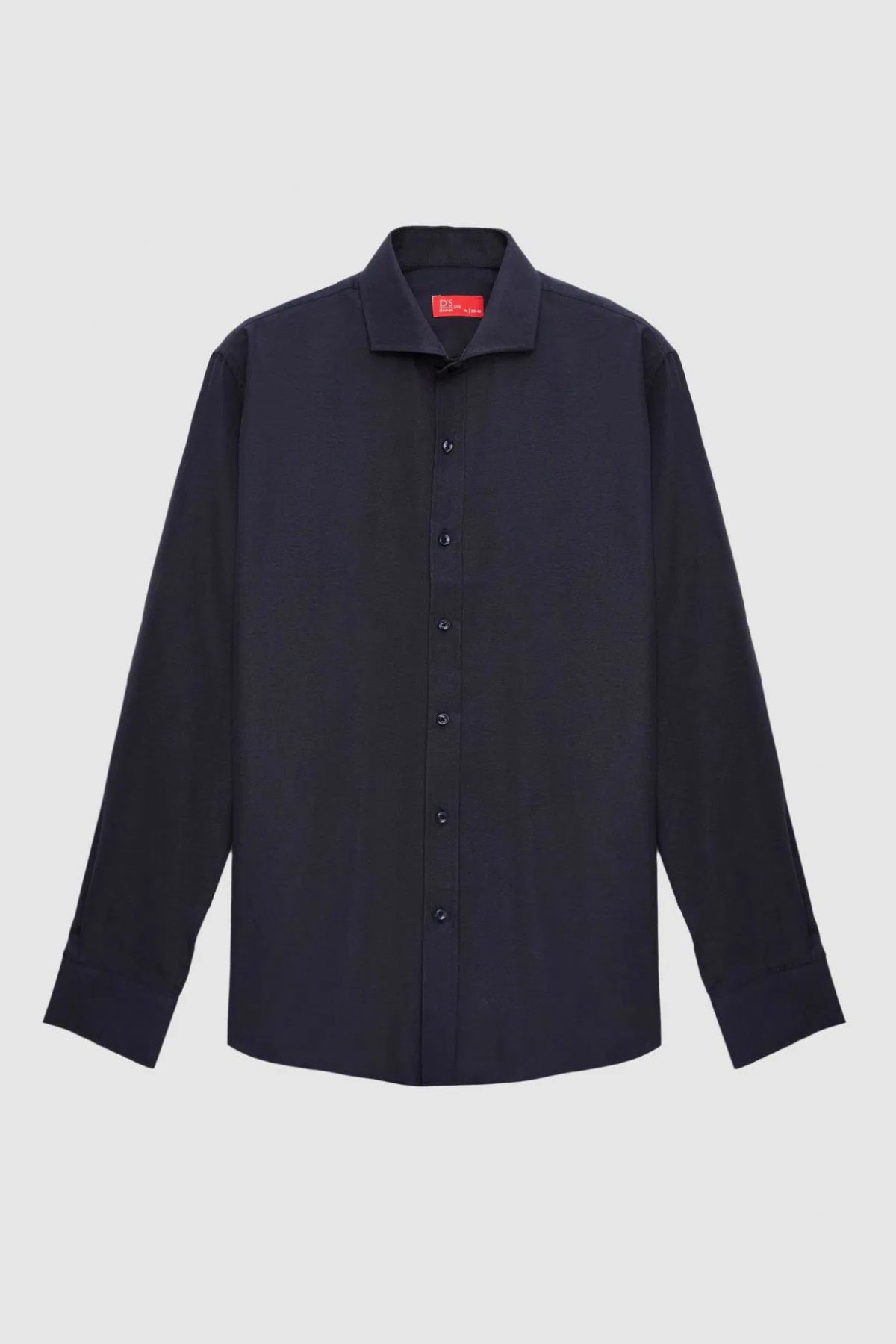 Ds Damat Slim Fit Italian Collar Slim Cut Classic Tie Long-Sleeve Easy-Iron Breathable Shirt - Navy Blue