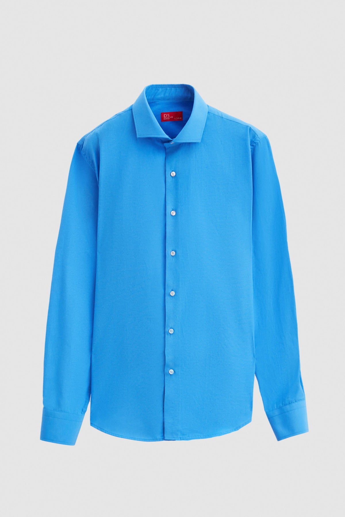 Ds Damat Slim Fit Italian Collar Slim Cut Classic Tie Long Sleeve Easy Iron Breathable Shirt - Blue